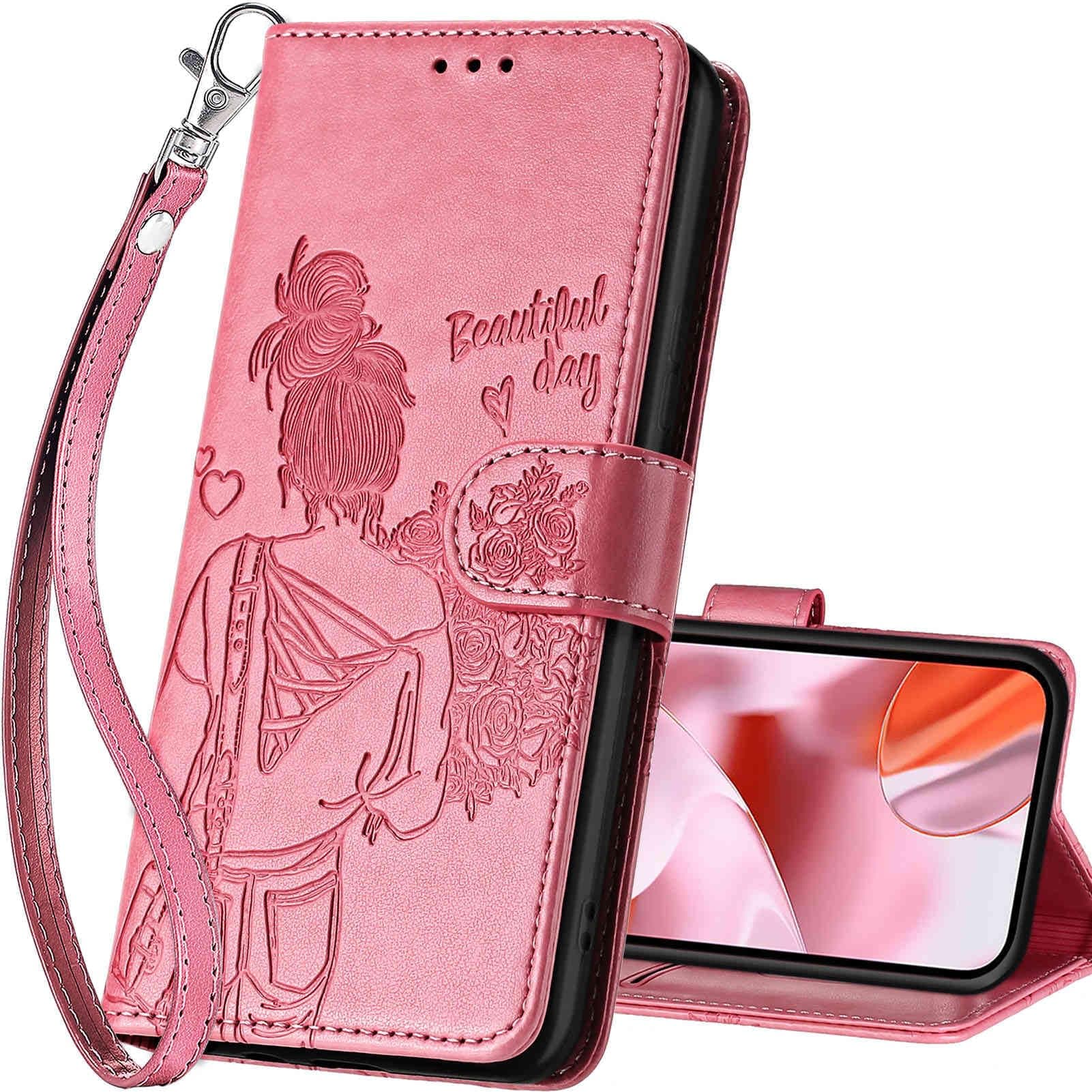 for Google Pixel 9/10/11 Pro Wallet case, Pink-Girl