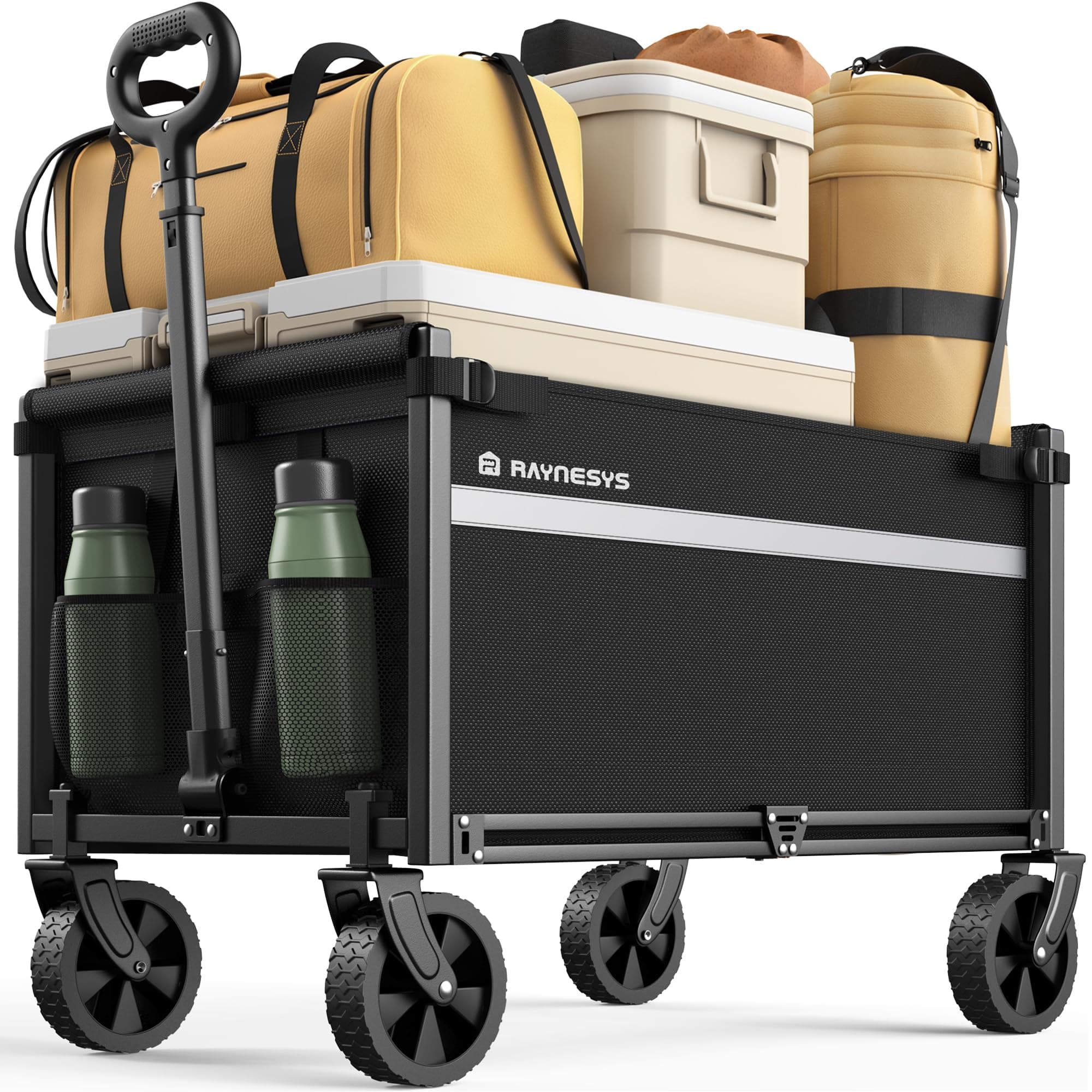 Collapsible Wagon Cart with Wheels, 220LBS for Grocery Shopping Camping