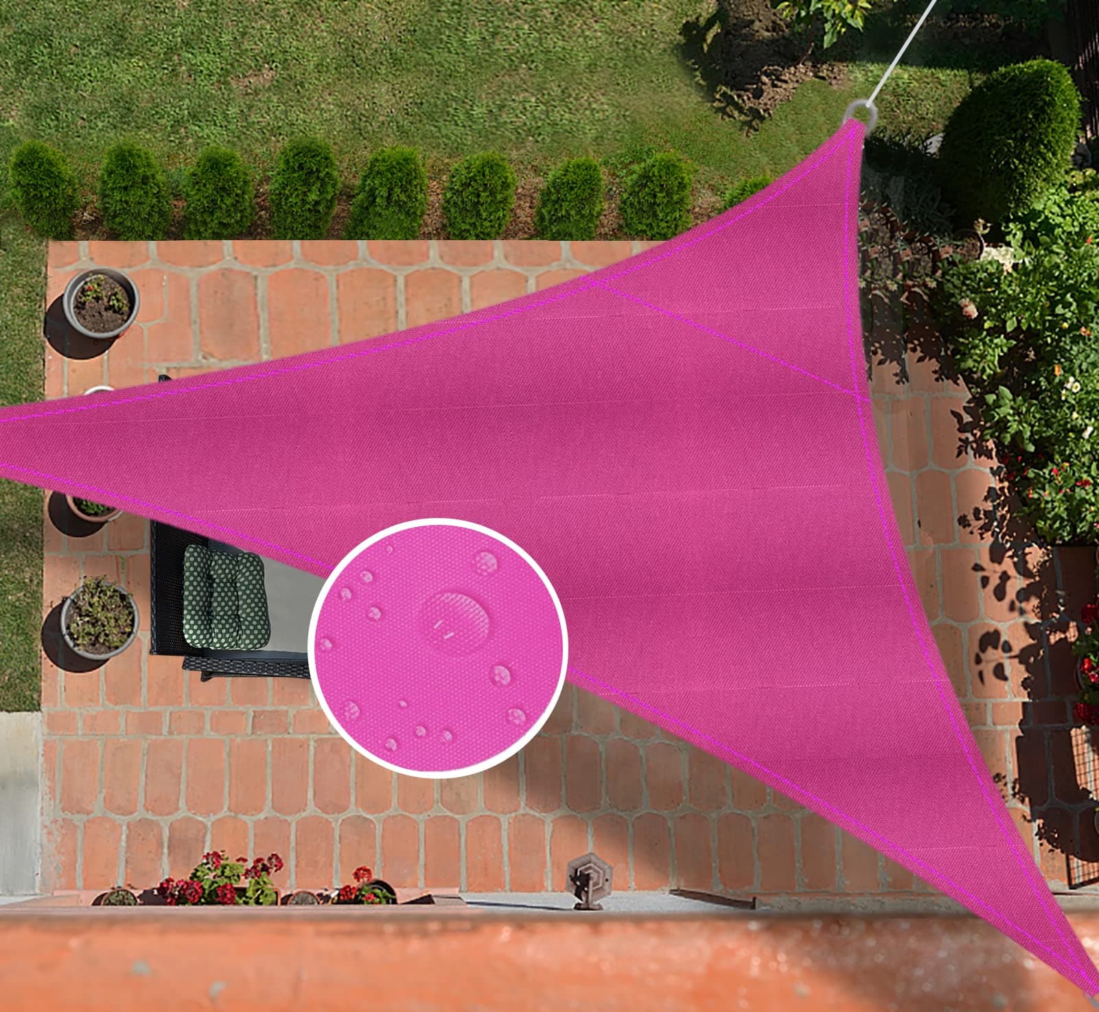 Insun Triangle Sun Shade Sail, Rose Red, 16.4'x16.4'x16.4'