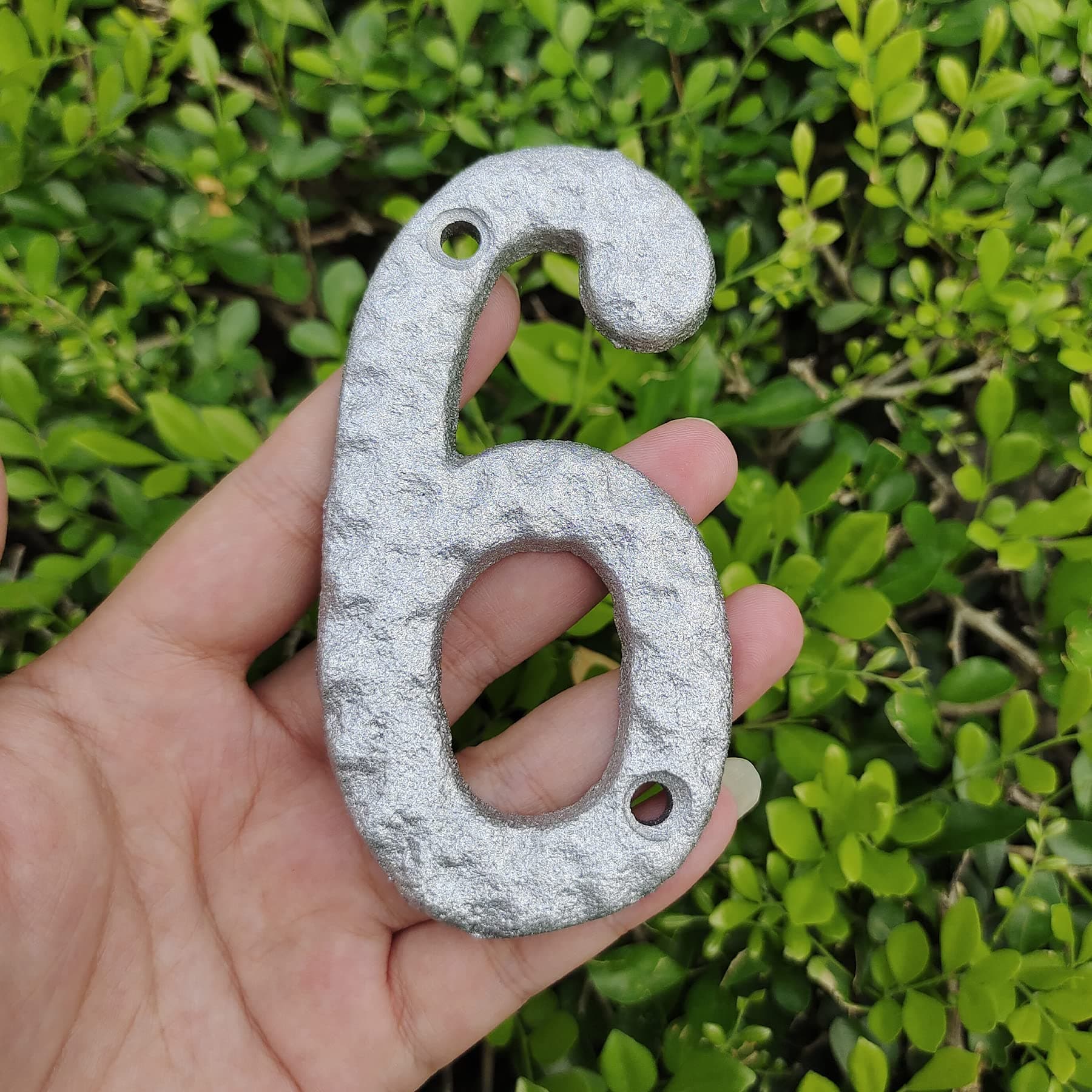 TripDock 4 Inch House Numbers for Outside-Rustproof Cast Iron Metal Address Home Number/Unique Hammered Style Mailbox Numbers/Elegant Silver Finished/Number 6