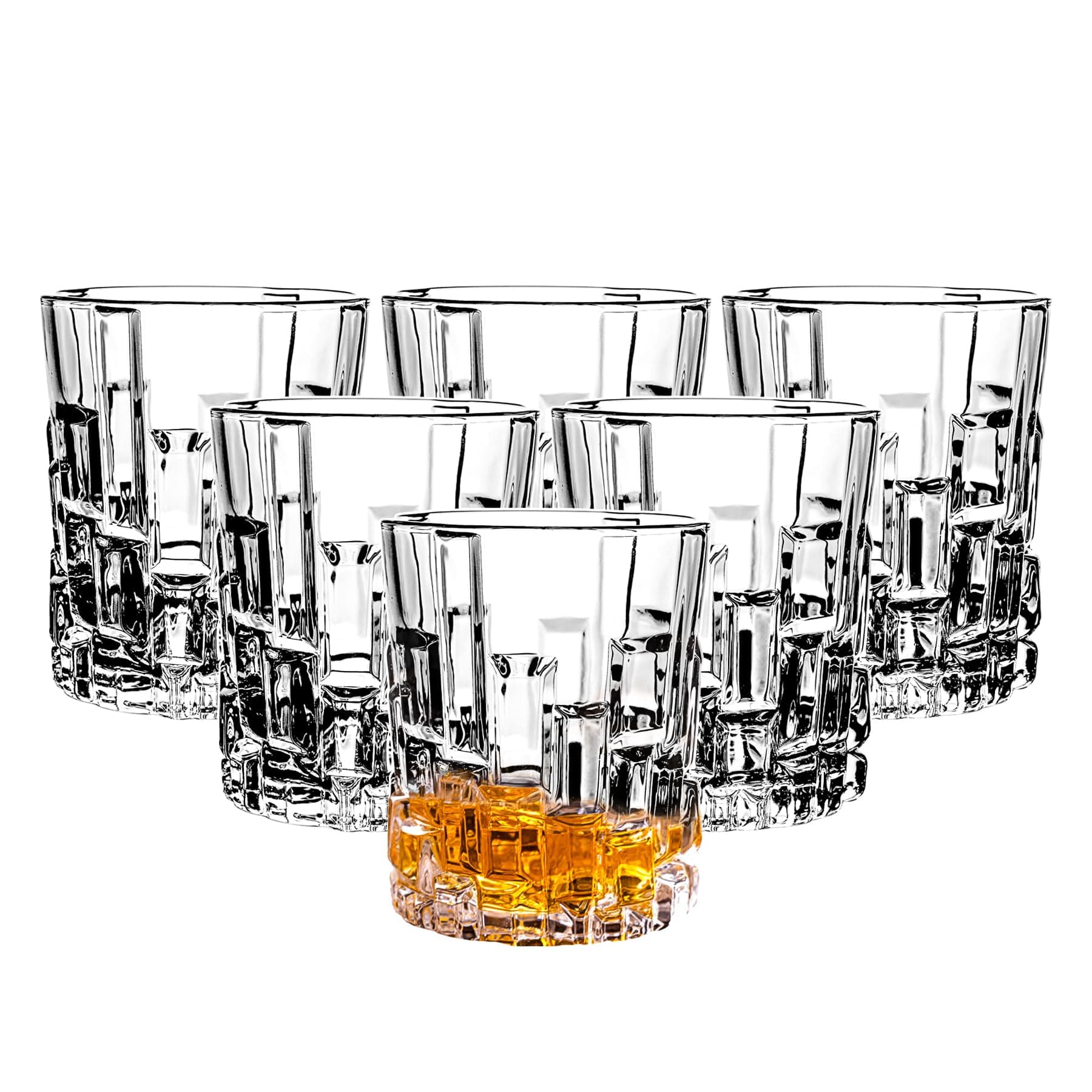 binsakao Old Fashioned Glasses Set of 6 - Whiskey Glasses - Vodka Bourbon Scotch Liquor Glass - Bar Tumbler Cocktail Glass Set 306 ML