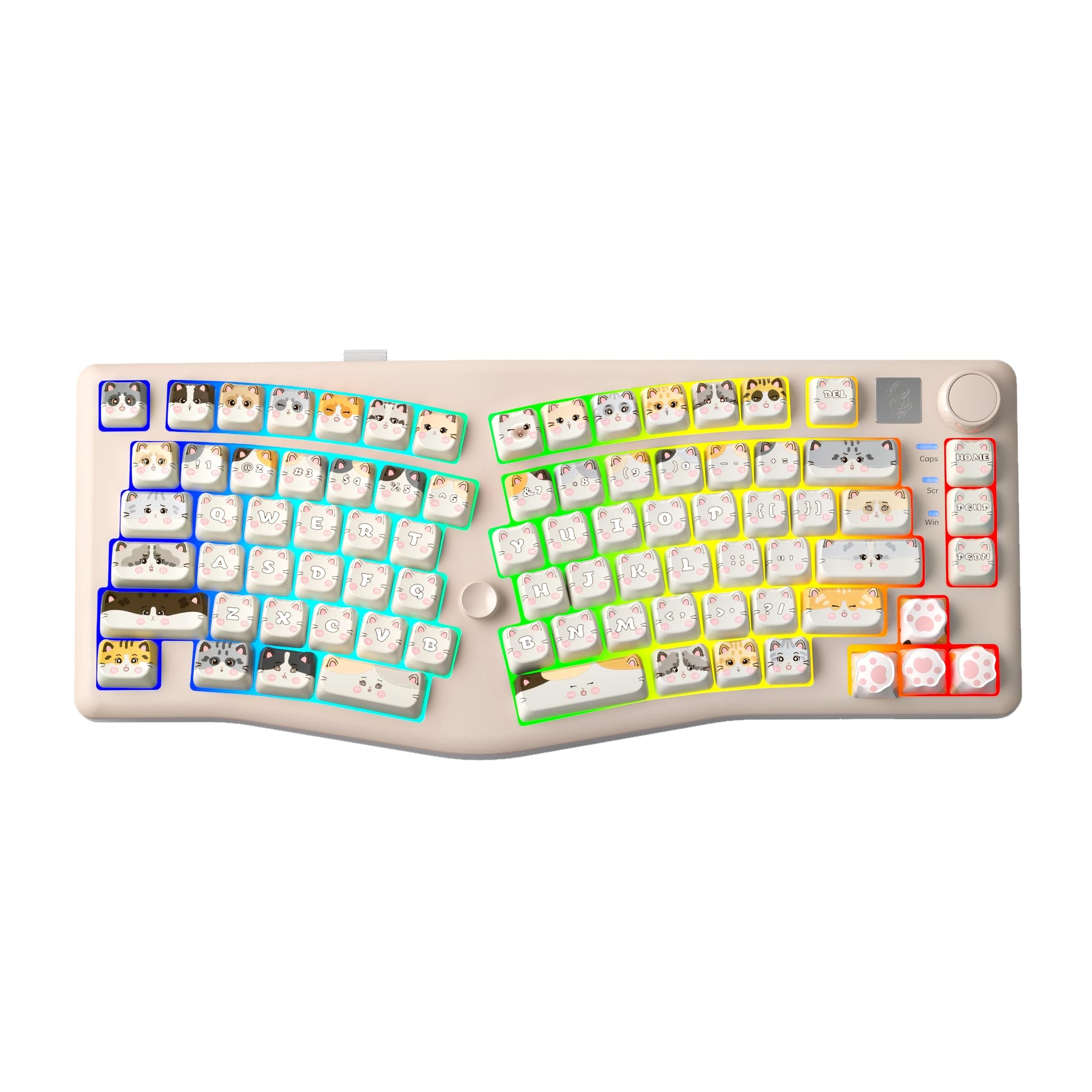 LEOBOG x Aula Alice Keyboard, 75% Hot-Swappable Mechanical Keyboard with Knob & Cat Keycaps, 2.4G/USB-C/BT5.0 Cute Gaming Keyboard for PC/Mac/Win/Andriod, Barbie Switch - White