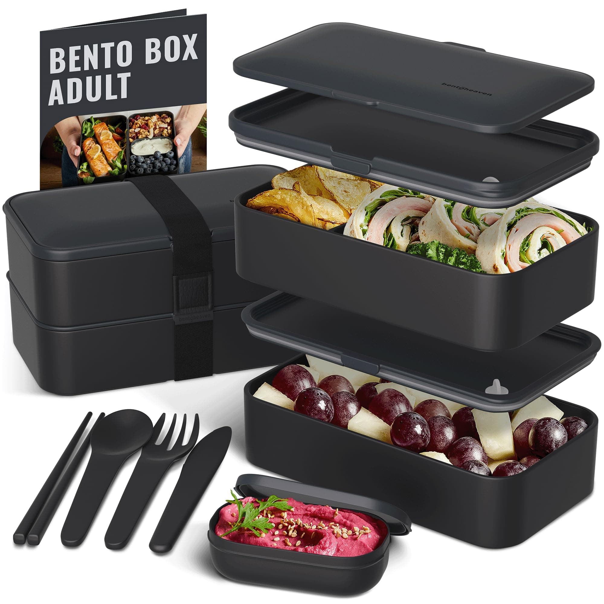 Bentoheaven Bento Box Adult, Stackable Lunch Box, 40 oz, Outer Space