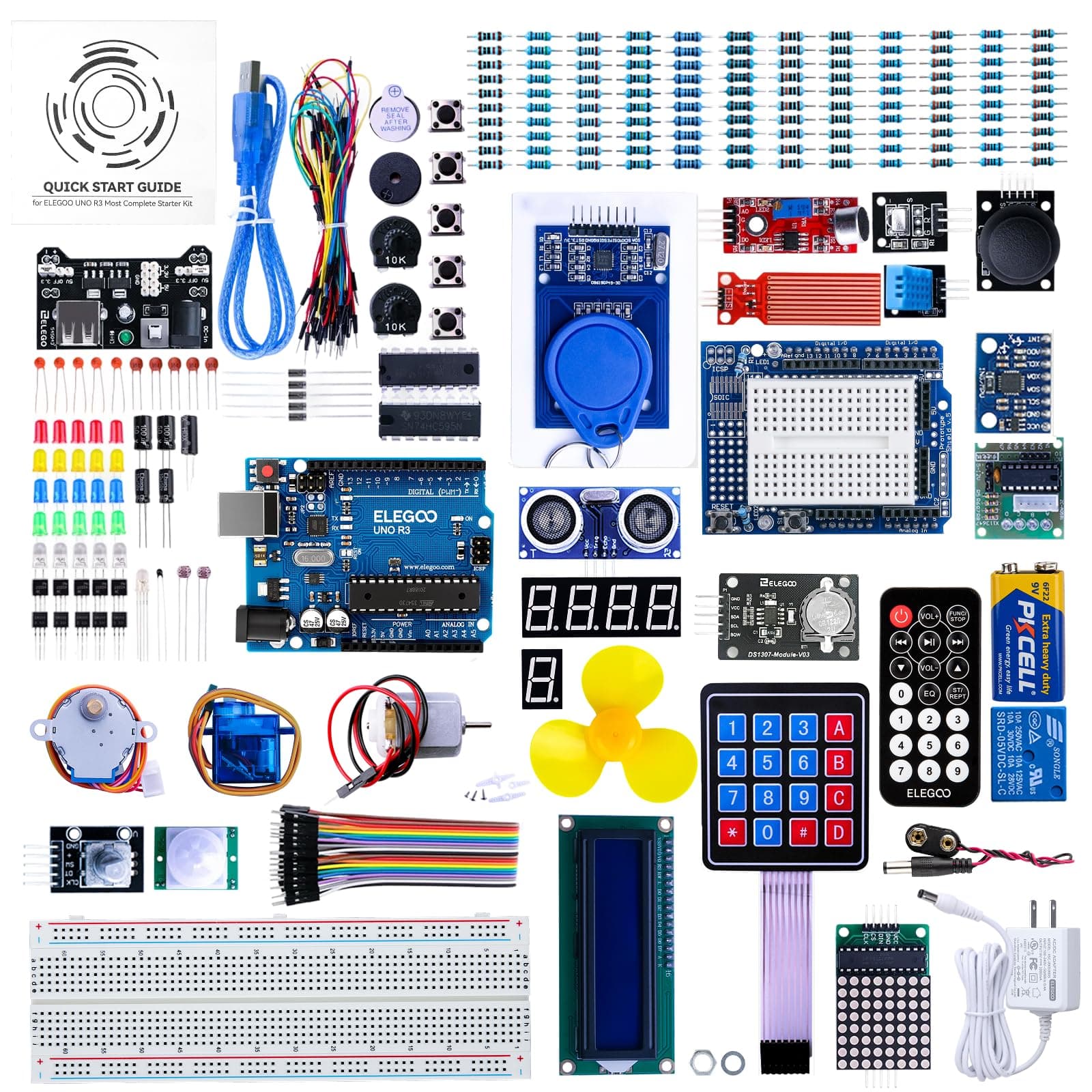 ELEGOO Arduino用のUNO R3 最終版スタータキット チュートリアル付 63 点セット