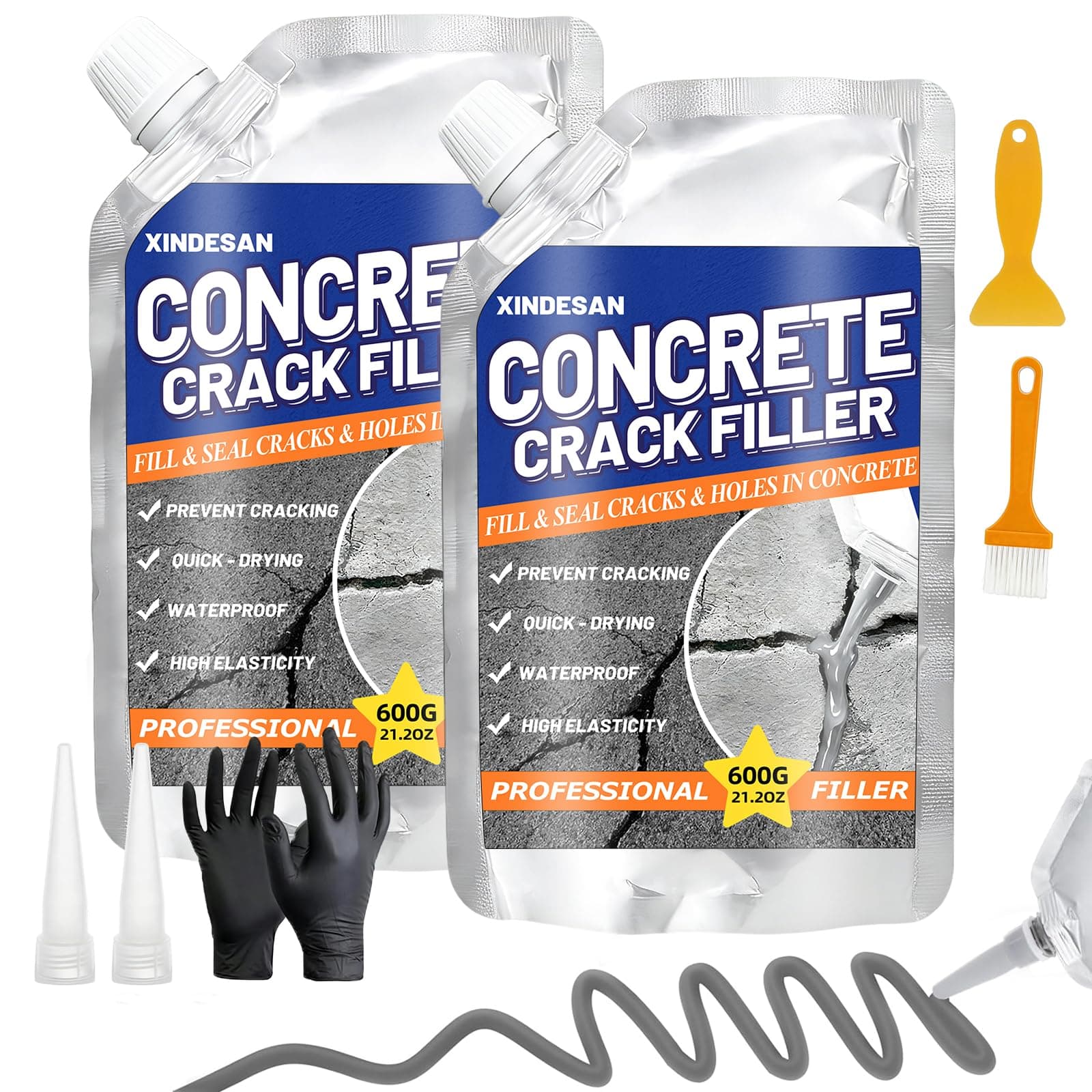 Concrete Crack Filler, 2.65LB Self-Leveling Cement Crack Repair