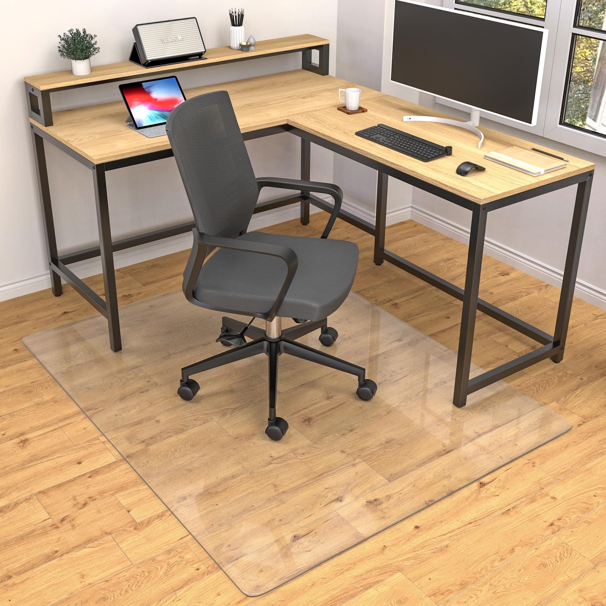 Premium Office Chair Mat for Hard Wood Floors, 48 x 60 inches Clear Floor Mat for for Rolling Chairs, Heavy Duty Floor Protectors for Home Office, Anti-Slip, Easy to Clean