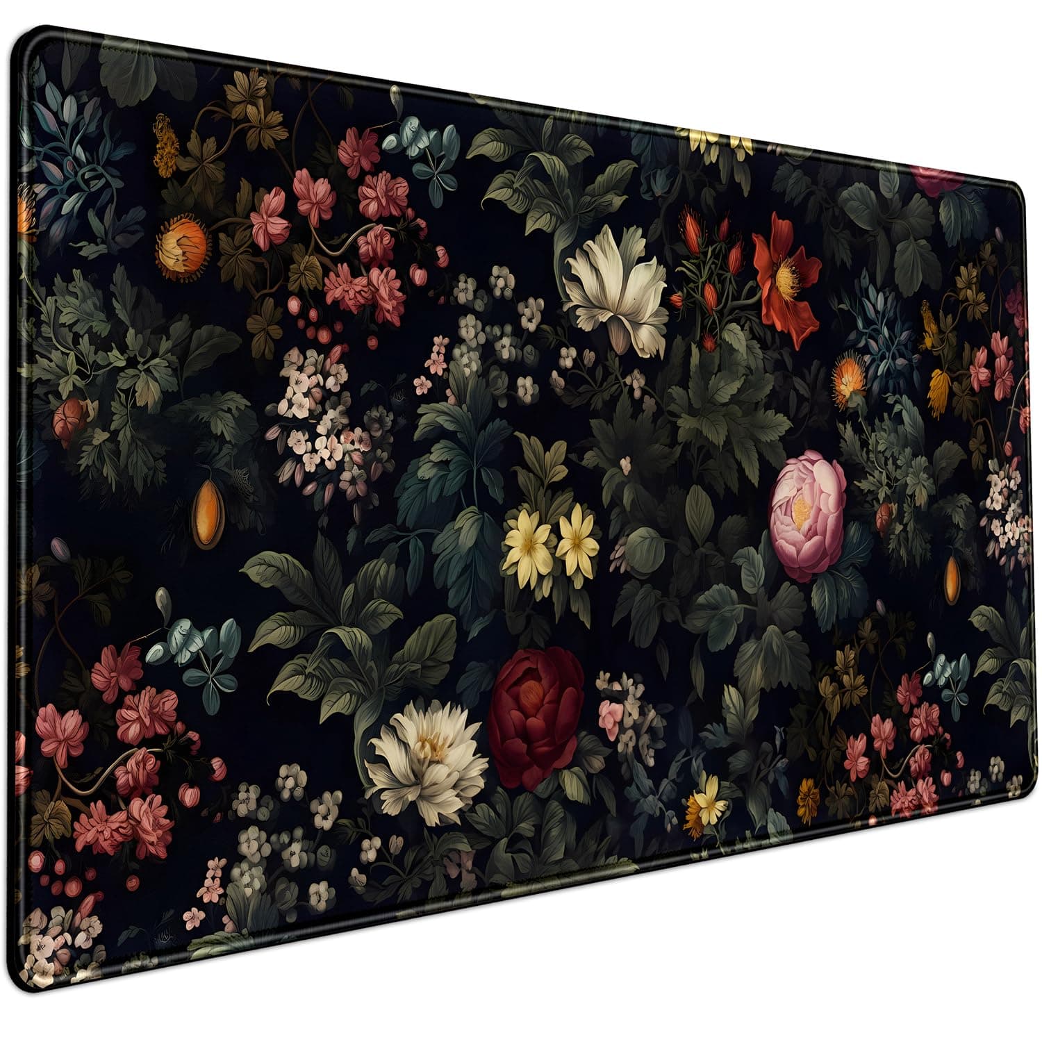 Black Vintage Desk Pad - Large Mouse Pad & Laptop Keyboard Mat - Non-Slip Base - 31.5 x 15.8 in - Gaming & Office Desk Decor