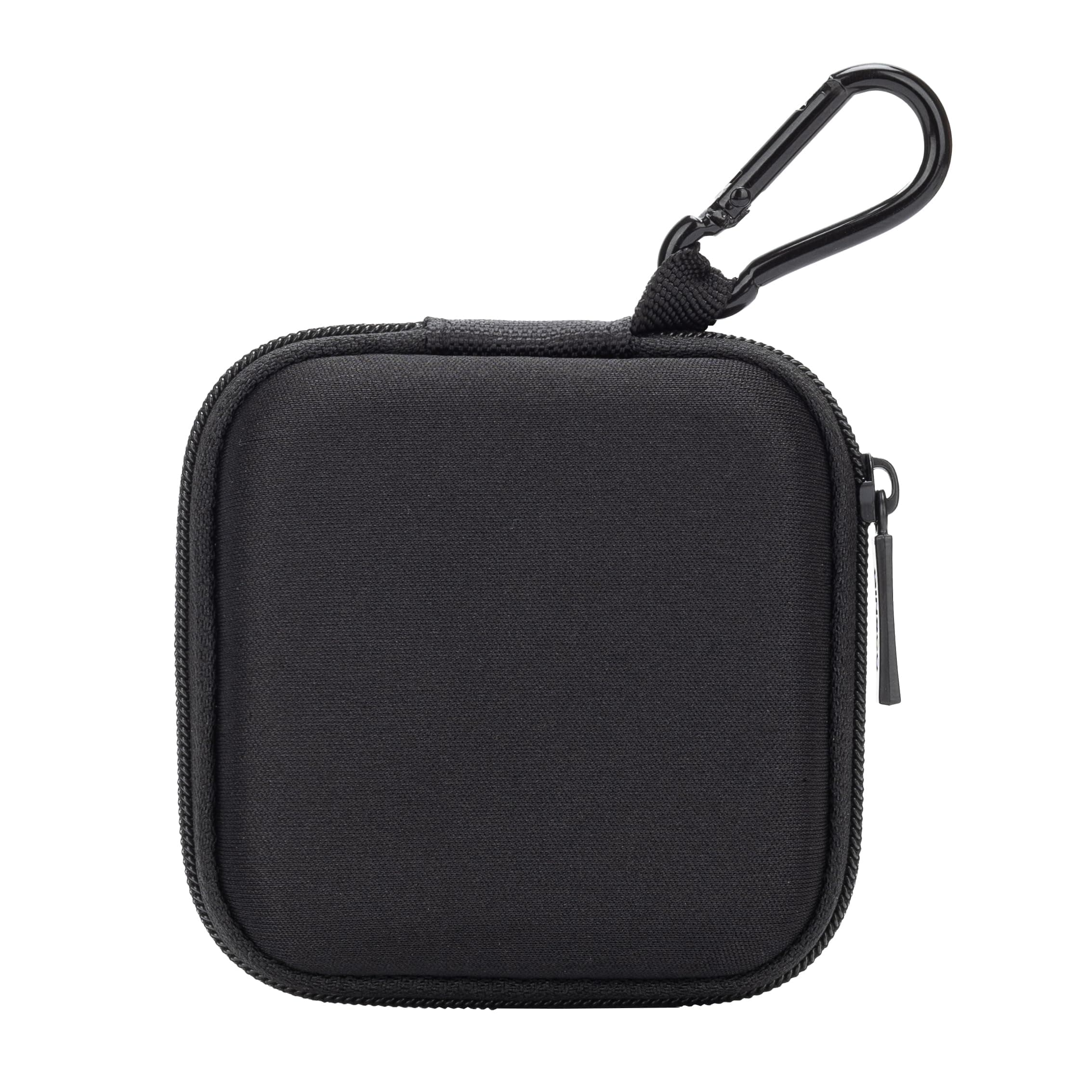Ginsco Mini-Portable Earbuds Case Holder for Apple EarPods USB-C Wired Ear Buds, Cell Phone Accessories Organizer Travel Carrying Case, Earbud Pouch with Carabiner for Wired/Wireless Earphones, Black