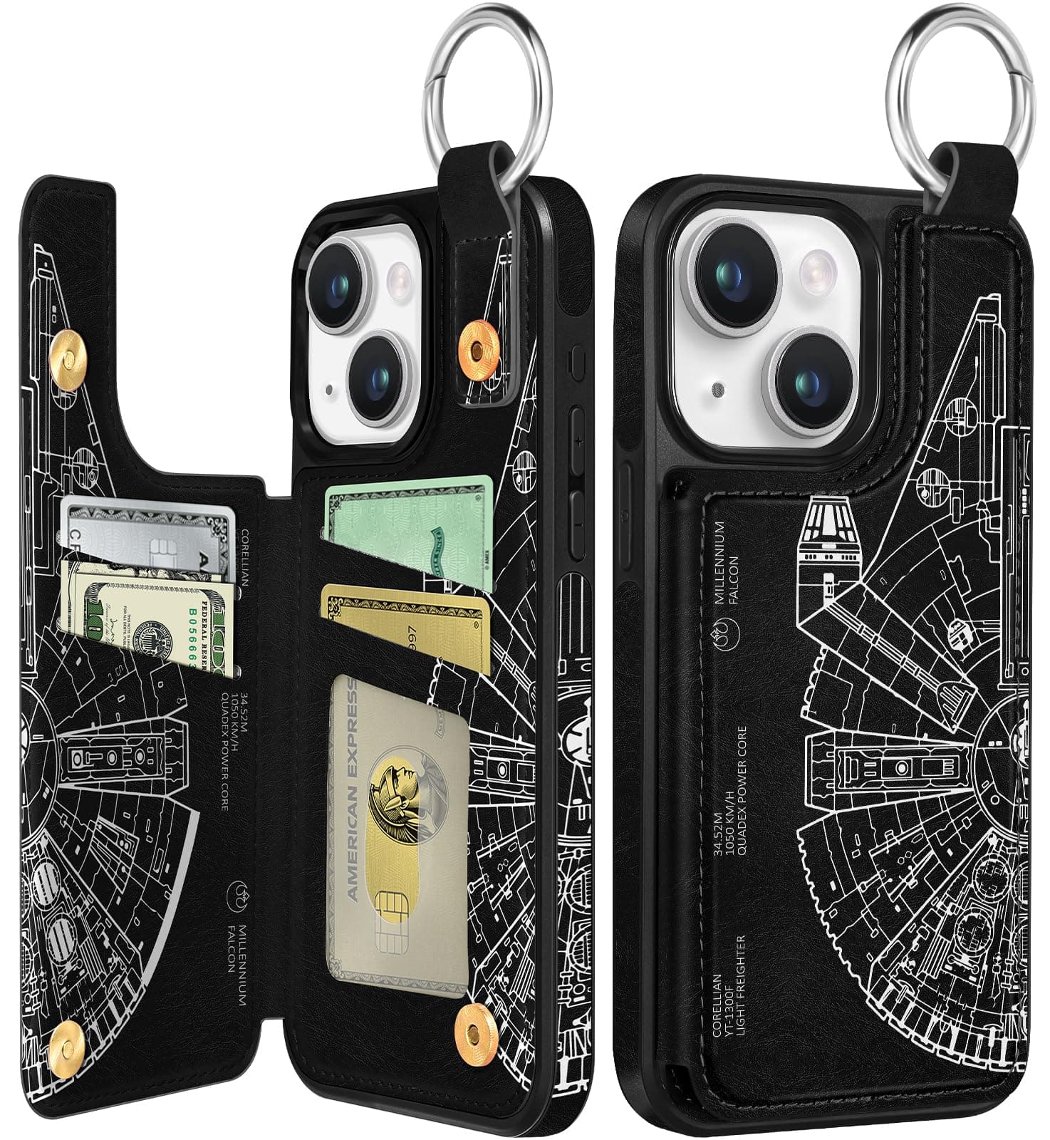 Shorogyt for iPhone 14 Plus Wallet Case with Card Holder, Designer Space Pattern Kickstand Magnetic Clasp Back Flip Folio Leather Phone Cases for iPhone 14 Plus