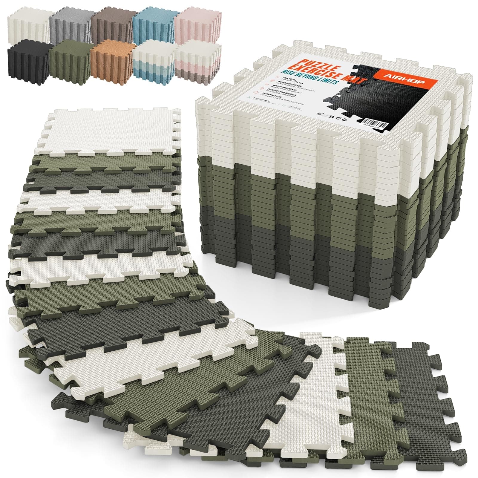 AIRHOP Interlocking Foam Mats, 12x12In Foam Floor Tiles for Home Workout