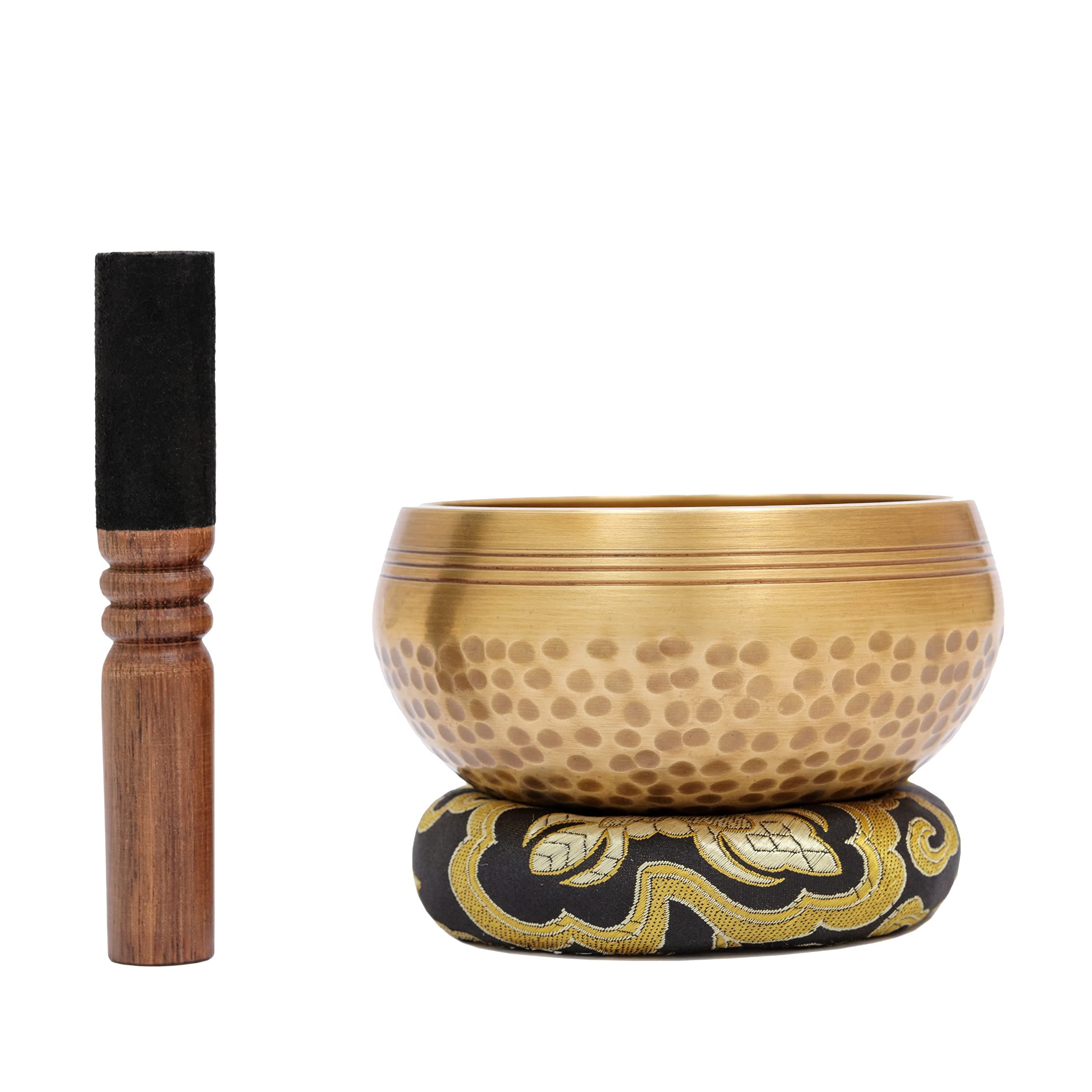 Tibetan Singing Bowls Set~ Meditation Sound Bowl hand Hammered in Nepal For Yoga, Meditation, Mindfulness, Healing & Chakra balancing~ (4 inch (Black Cushion))
