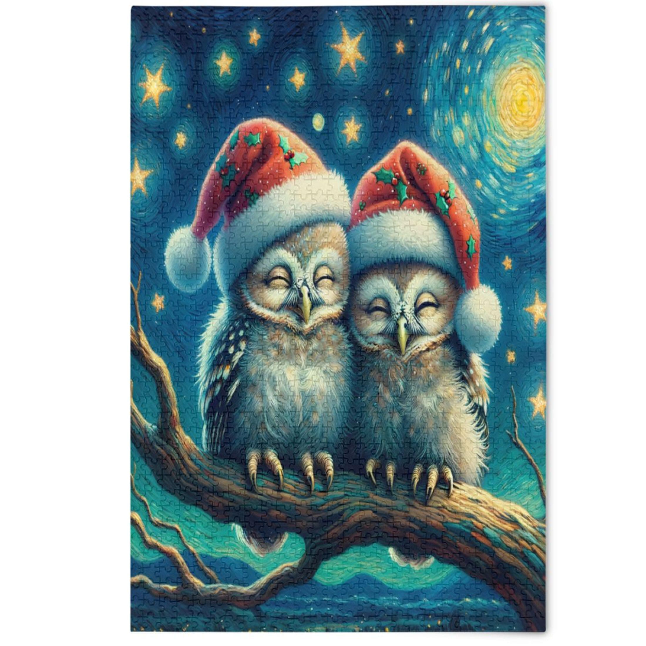 Jigsaw Puzzle for Adults 1000 Pieces Aesthetic Art Decor Painting Cute Owls Couple Starry Night Difficult Puzzles Funny Puzzle Game Tech Gifts, 1000 Pieces, 29.5" x 19.7"