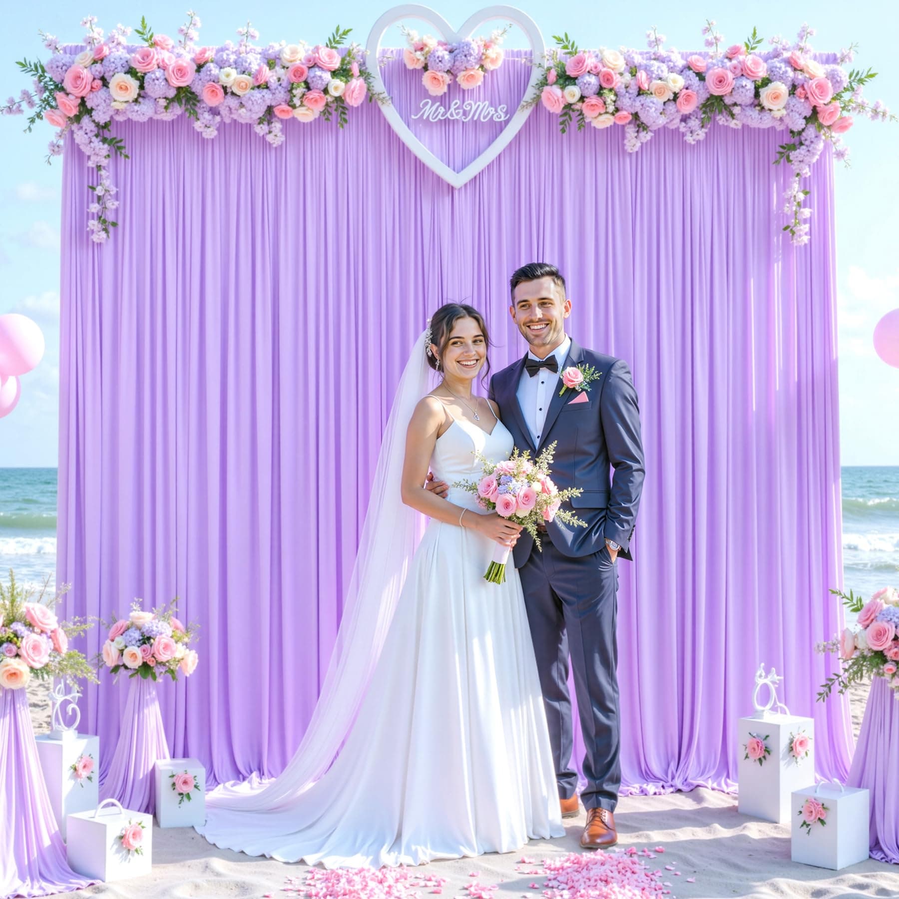 10x10 Lavender Backdrop Curtain for Parties Wedding Wrinkle Free Light Purple Photo Curtains Backdrop Drapes Fabric Decoration for Baby Shower Photoshoot 5ft x 10ft,2 Panels