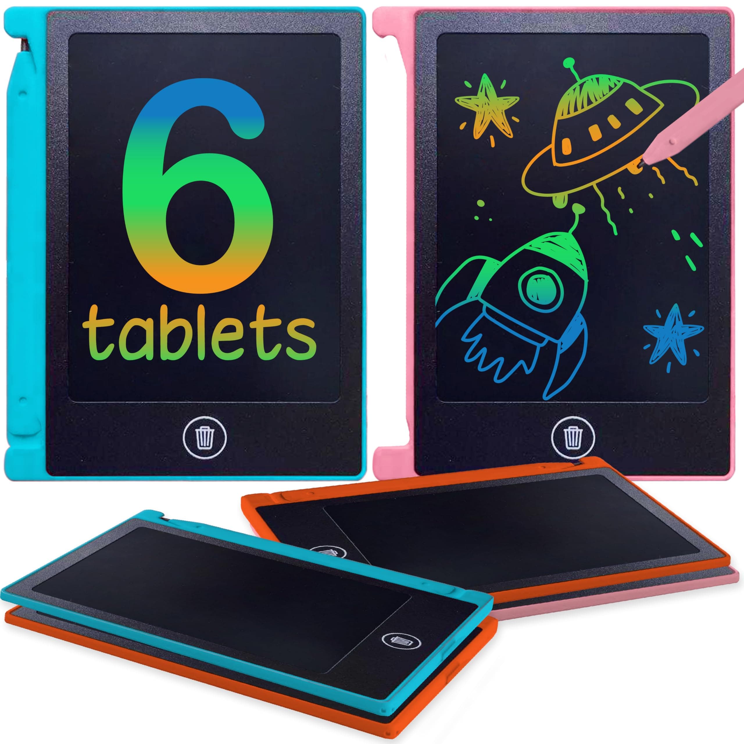 Mini LCD Writing Tablet for Kids, 4.5 Inch Mini Drawing Board. Fun and Educational for Kids that Sketch and Doodle. Perfect Party Favor, Goodie Bag and Gift Bag Filler, School Prize Or Gift (6 Pack)