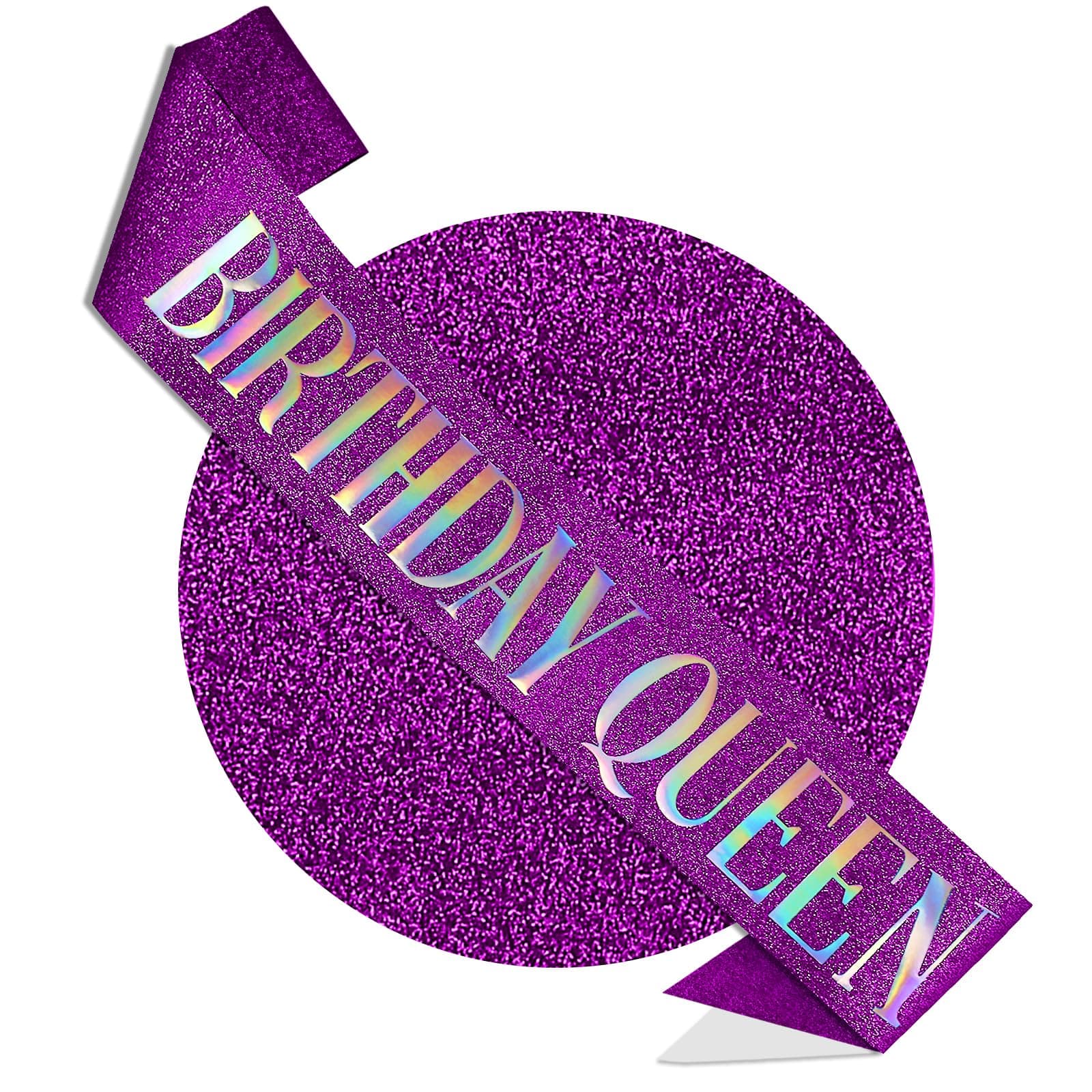 RUDONG M Birthday Queen Sash Glitter - Purple Birthday Sash for Women & Girls | Sweet 16/18th/21st/30th/40th/50th/60th/70th, All-Age Celebration Party Decor