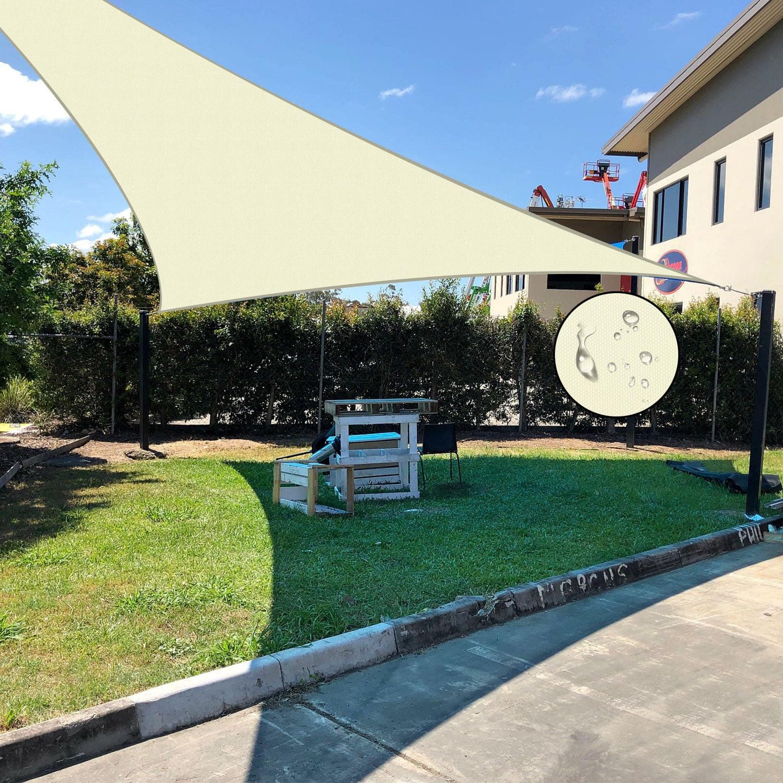 XINGRED 12'×12'×12' Cream Sun Shade Sail Triangle Shade Cloth Waterproof Sunshade Canopy Awning,98% UV Block Water Resistant for Garden Carport Outdoor Patio Backyard (We Customize Size)