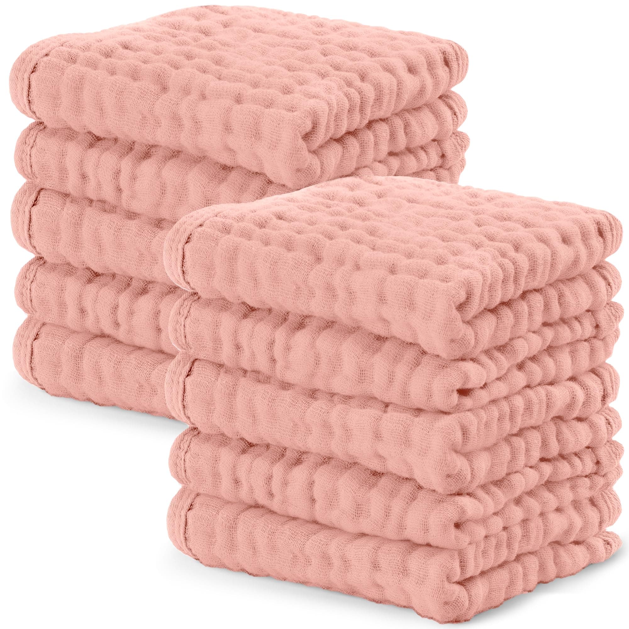 Comfy Cubs Muslin Baby Washcloths 25x25cm 10 Pk Bold Blush