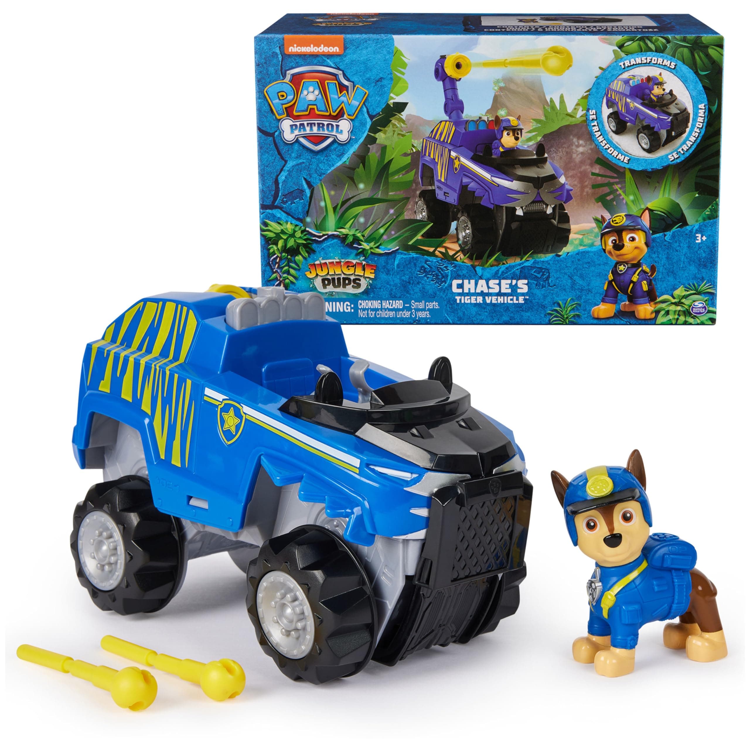 PAW Patrol Jungle Pups, Chase Tiger Vehicle, Toy Truck with Collectible Action Figure, Kids Toys for Boys & Girls Ages 3 and Up