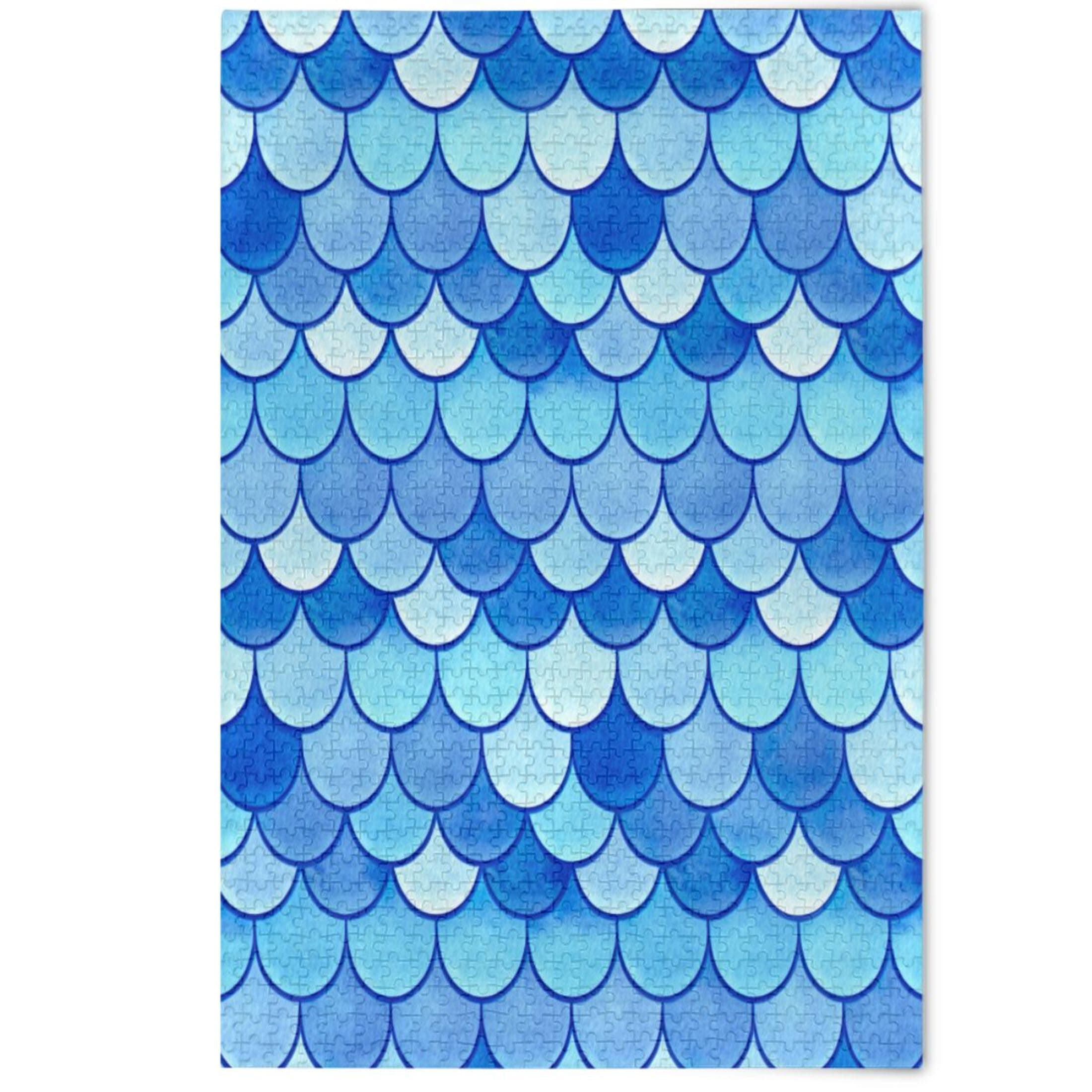 Blue Scallops Light Dark Jigsaw Puzzles for Adults 1000 Pieces Fun White Elephants Gifts Cool Creative Puzzles Aesthetic Home Decor Art, 1000 Pieces, 29.5" x 19.7"