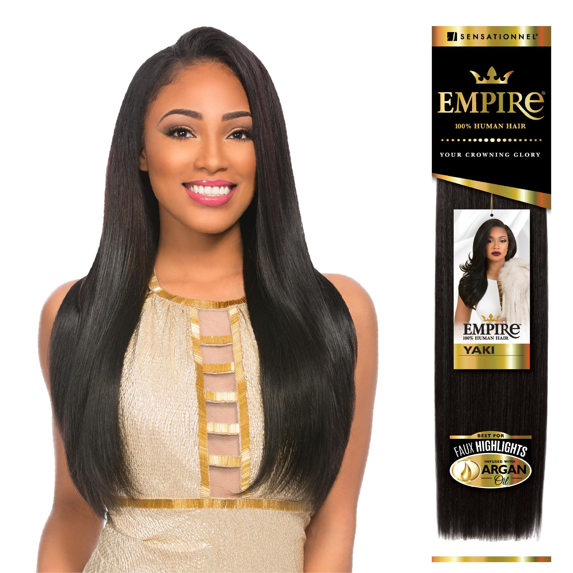Sensationnel Empire Yaki weave hair - virgin Human hair extensions Yaki texture hair for weaving and sew in styles - Straight Yaki 1 pack (10 inch, 4)