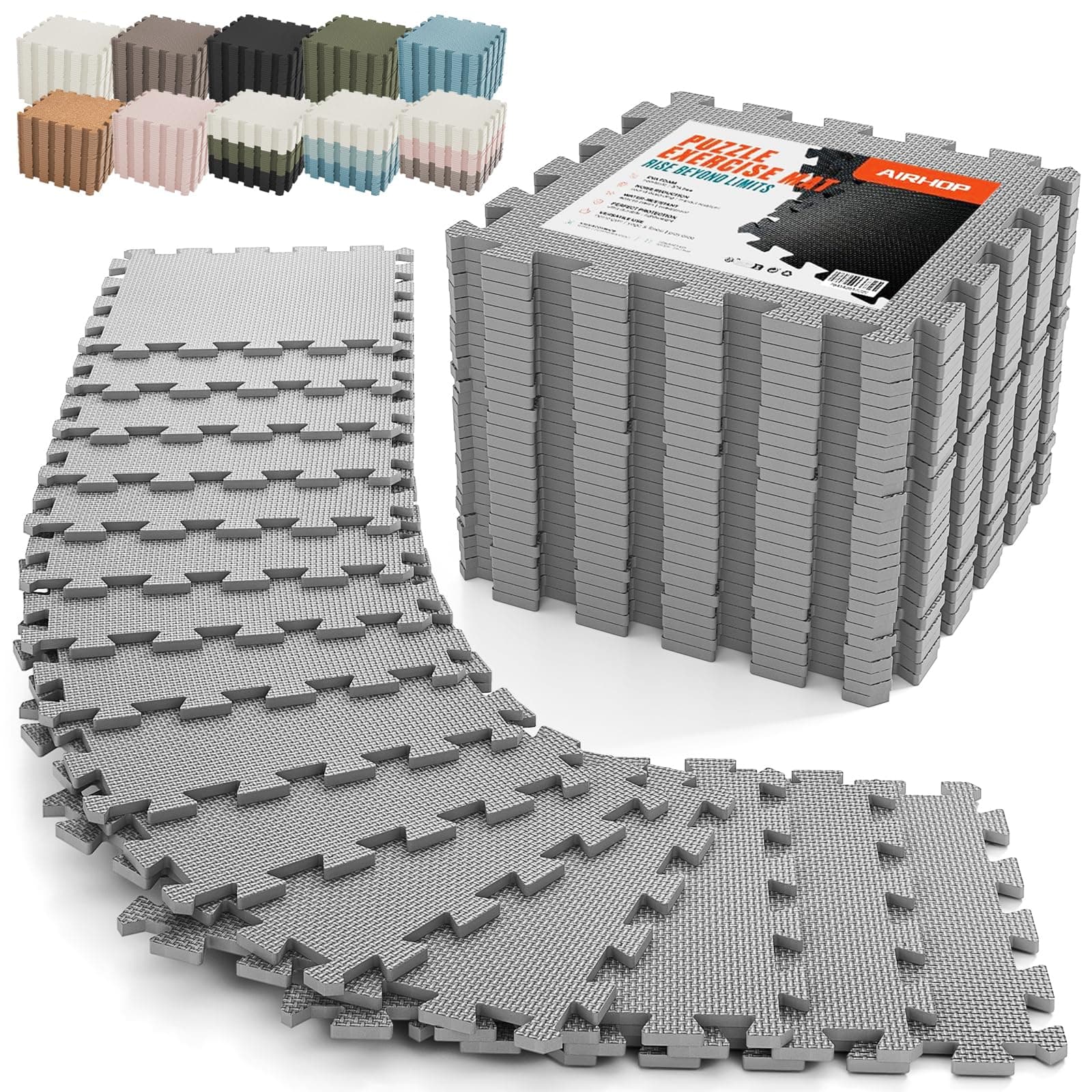 AIRHOP Interlocking Foam Mats, 12x12In Foam Floor Tiles for Home Workout