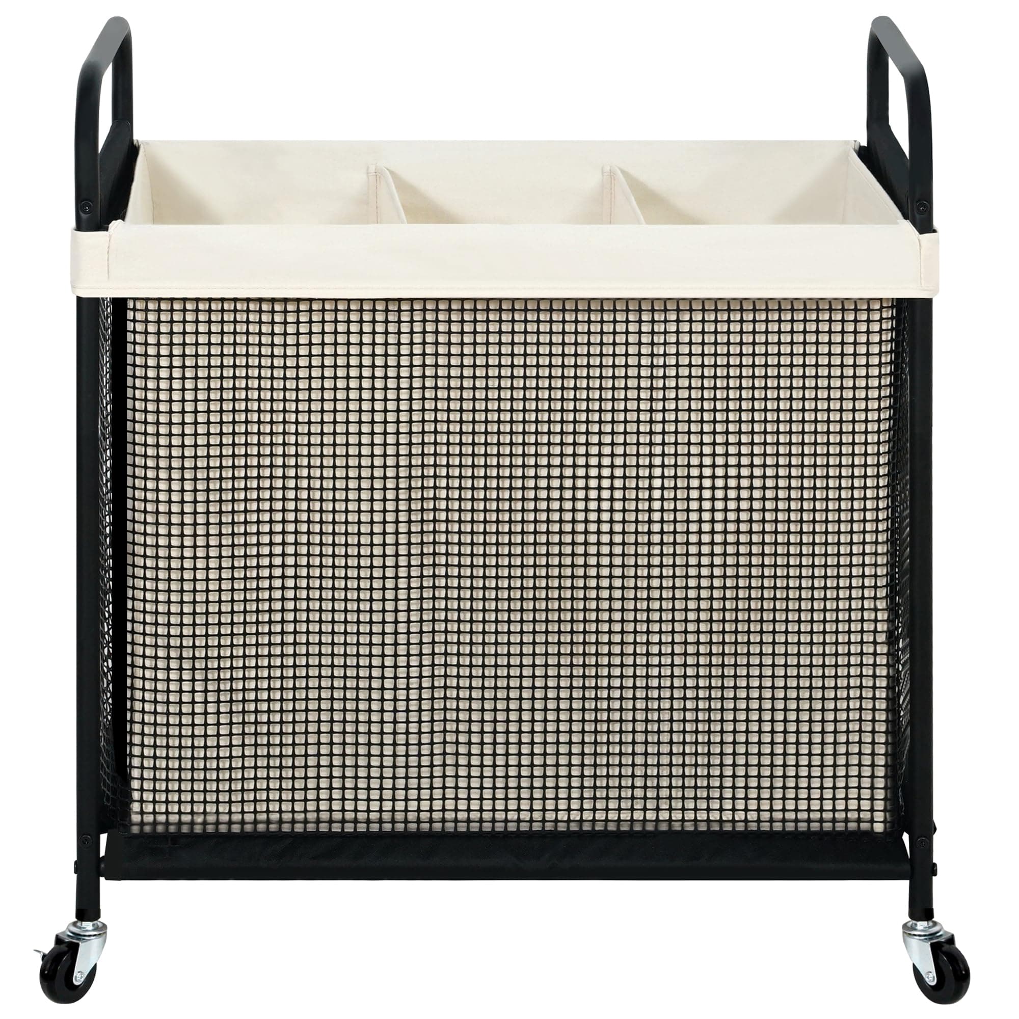 STO STO Laundry Hamper 3 Section, 120L Rolling Laundry Sorter Cart with Removable and Washable Liner Bag, Clothes Hamper with Wheels and Metal Handle for Laundry Room and Bedroom