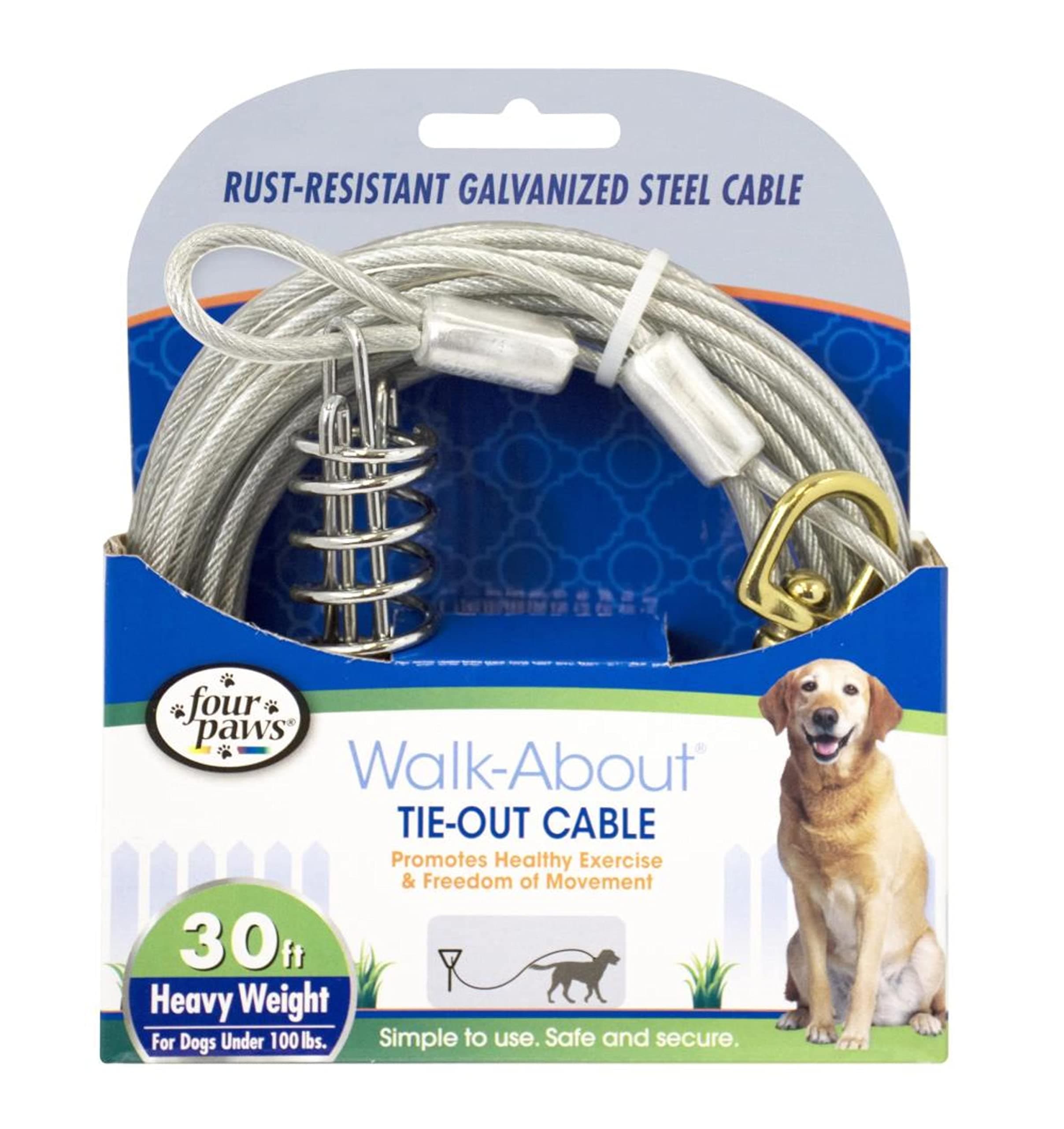 Four Paws Heavy Weight Tie-Out Cable, 30-Feet, Silver
