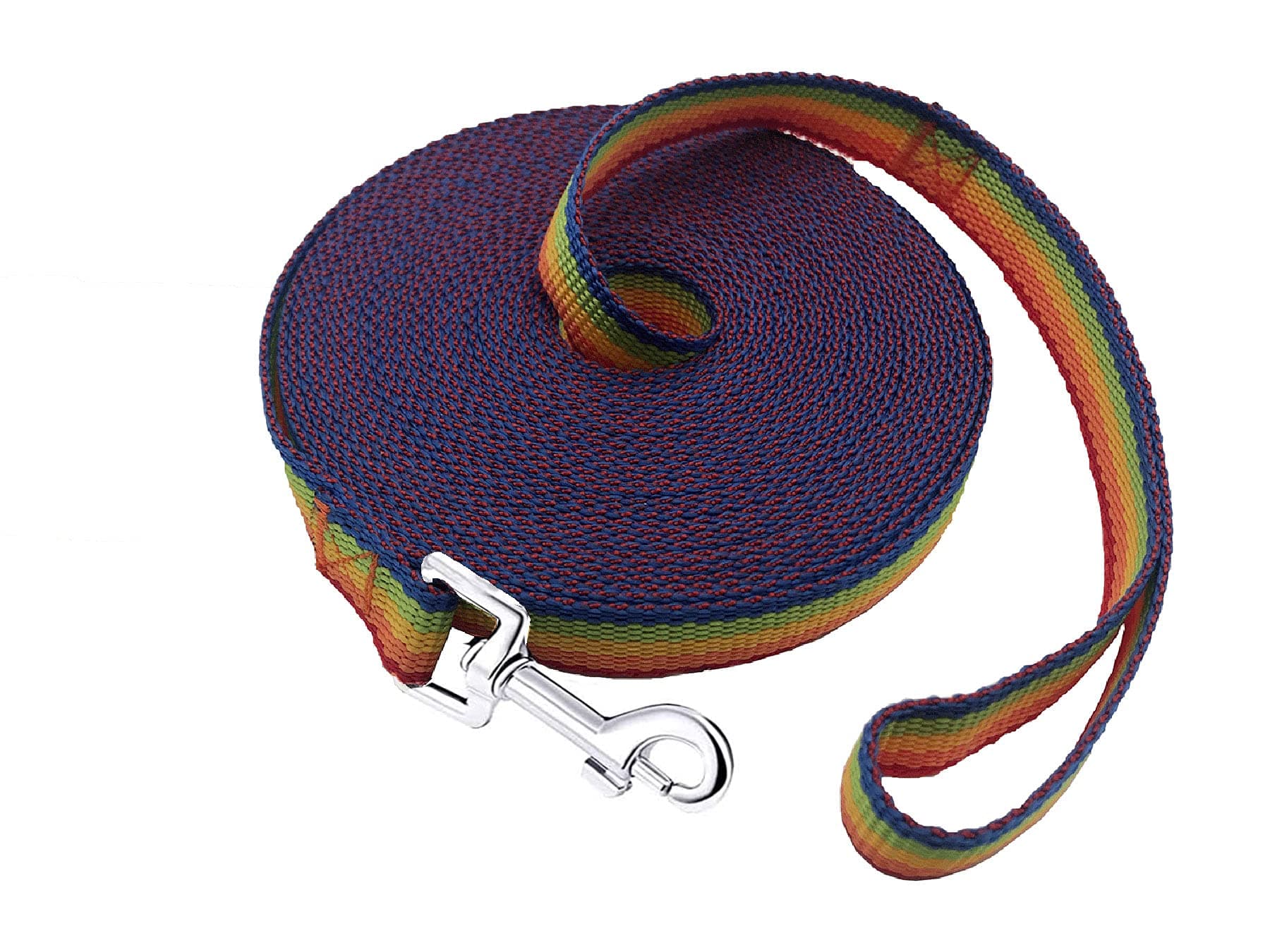 PETGOGO 15ft 20ft 30ft 40ft 50ft Long Dog/Puppy Lead Obedience Recall Training Dog Leashes for Small Medium Dogs Camping, Training, Play, or Backyard (40 FT, Rainbow)
