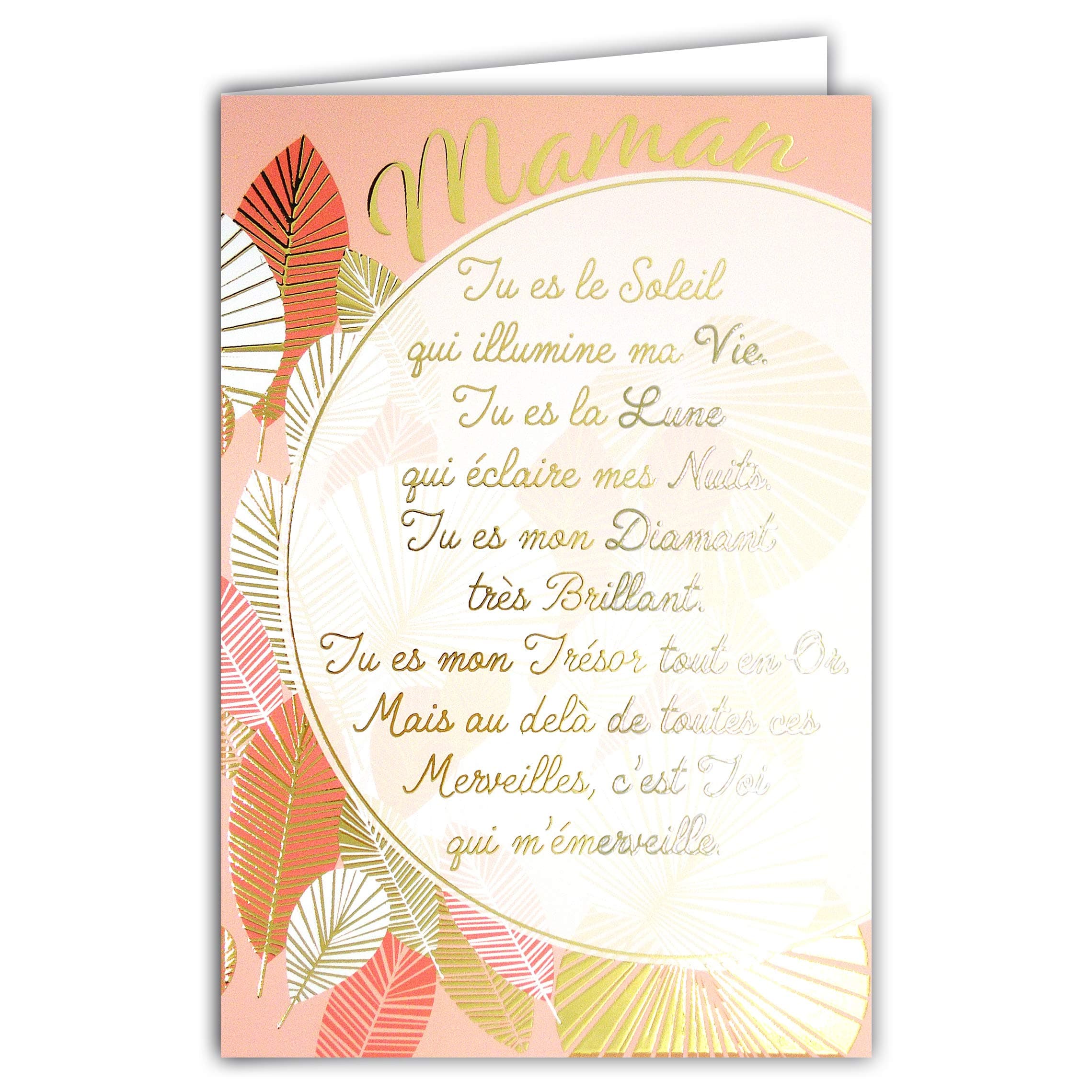 Afie 69-3037 Card for My Mum with Large Text in Gold Plated Words That Shine; Comes with Matching Colour Envelope; Closed Card Size 11.5 x 17 cm; Made in France