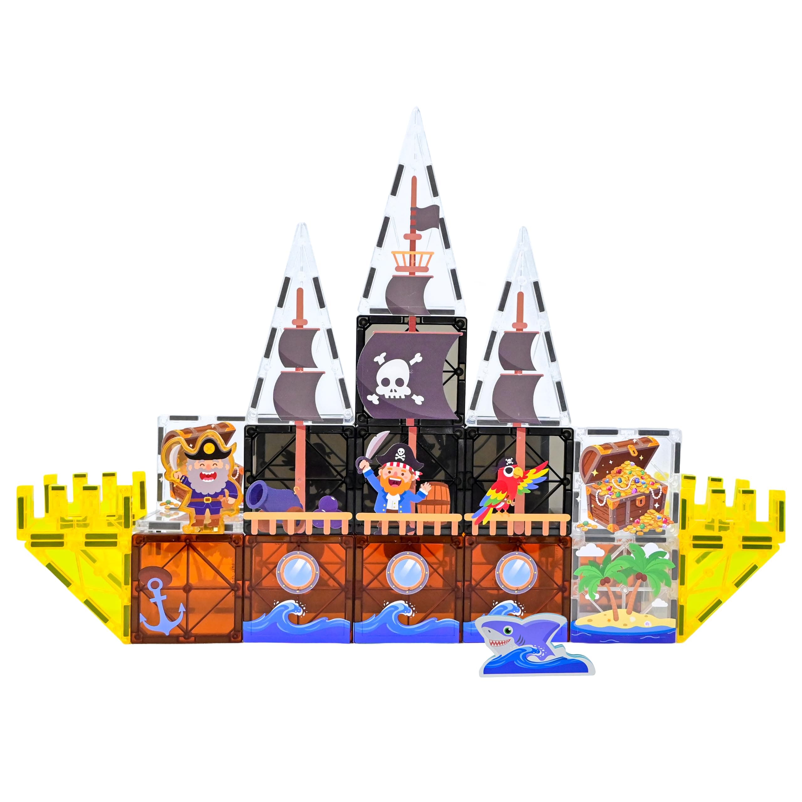 Gemmicc Pirate Magnetic Tiles, 42Pcs Magnet Building Toy for Kids