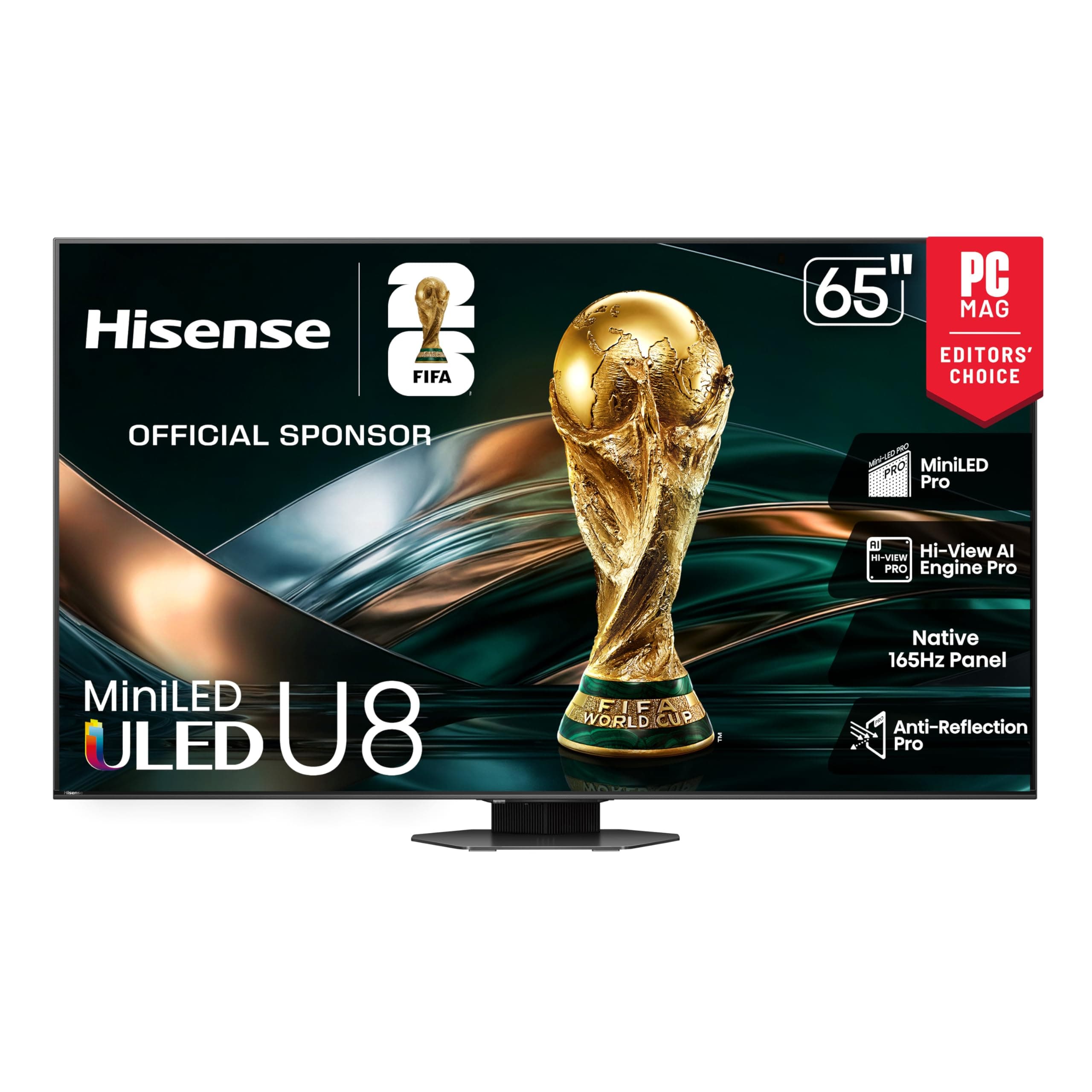 Hisense 65" U8 Series ULED Mini-LED 4K UHD Smart Google TV (65U8QG) - QLED, Native 165Hz, VRR 288, Up to LD5600, 5000 Nits, HDR10+, Dolby Vision IQ · Atmos, IMAX Enhanced, 4.1.2 Ch Audio
