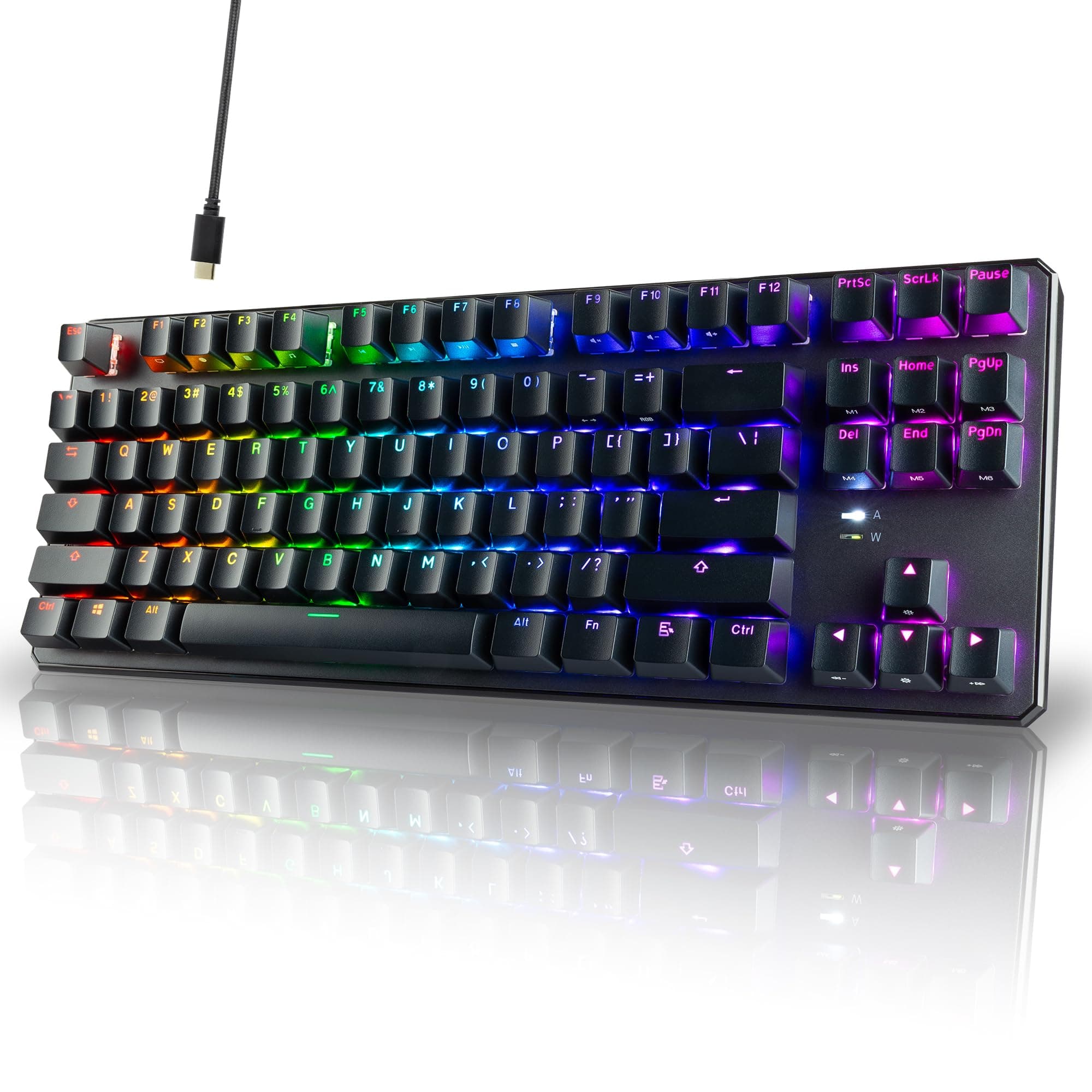 TECWARE Phantom+ 87 Key RGB Mechanical Gaming Keyboard | TKL 80% Keyboard, Linear Switch, Double Shot ABS Keycaps, Hot-Swappable, Detachable USB-C Wired RGB Keyboard | Wraith Red Switch - Black
