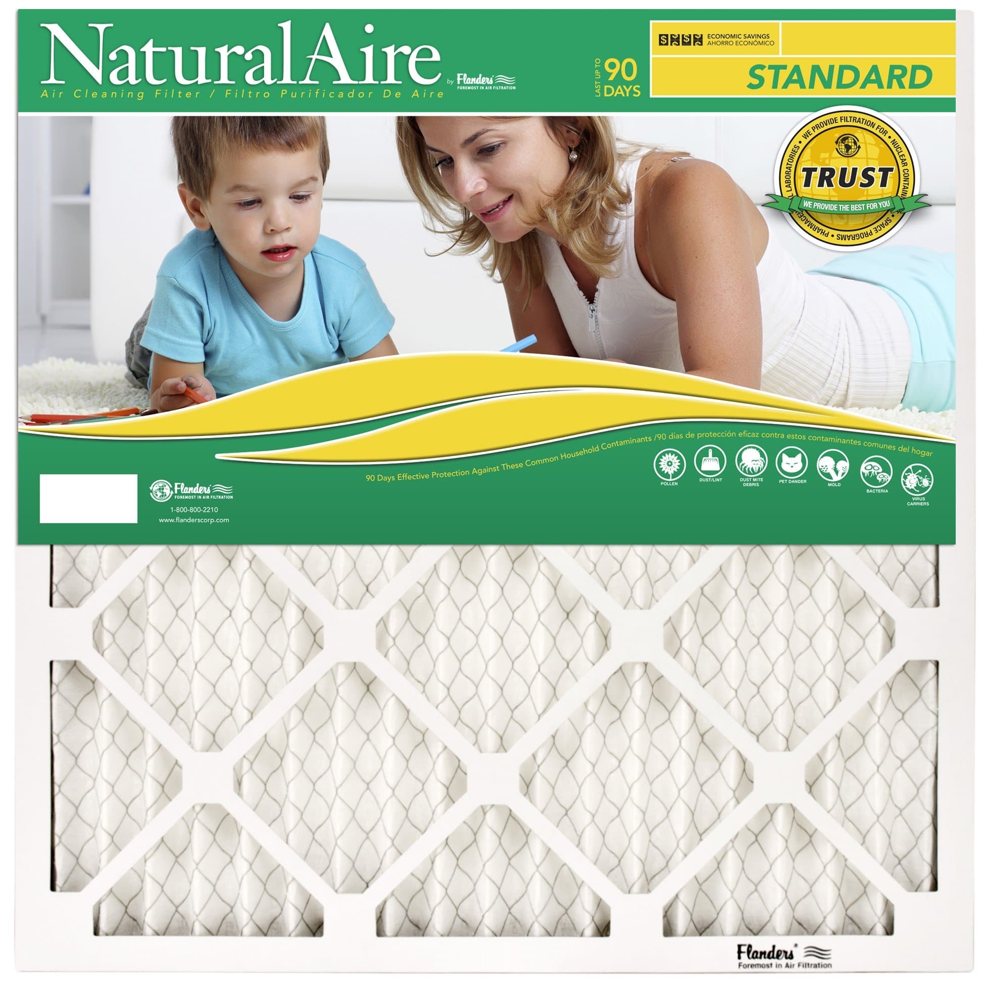 Flanders PrecisionAire 84858.012036 20 by 36 by 1 NaturalAire Standard Pleat Air Filter, 12-Pack