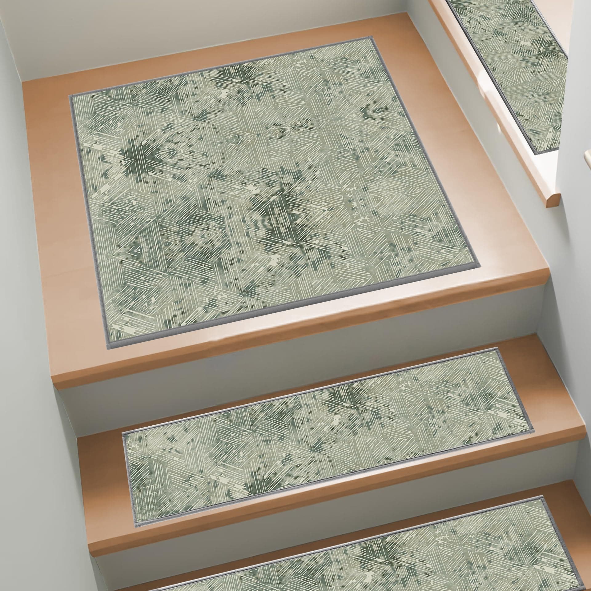Non Slip Stair Treads for Wooden Steps, Safe Stair Mats for Kids, Elderly, Dogs(30" x 30") Peel and Stick Washable Reusable