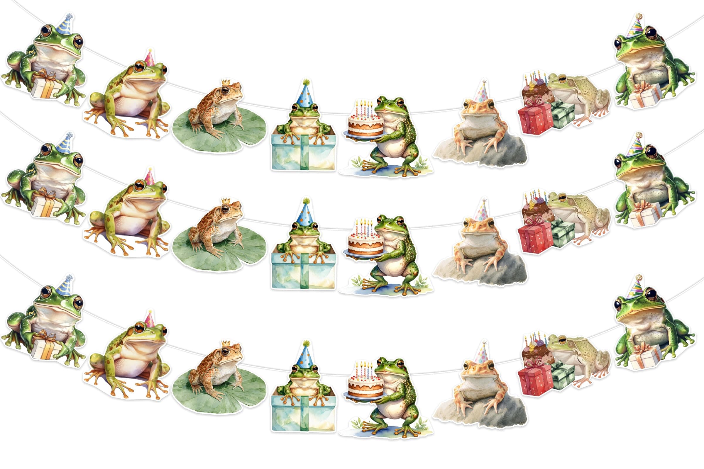 Kreatwow Frog Themed Decorations 3pcs Frog Birthday Banners Garland Frogs Prince Party Decoration Funny Frogs Hapi Burfday Decoration Reptile Animal Baby Shower Green Rainforest Toad Theme Decor