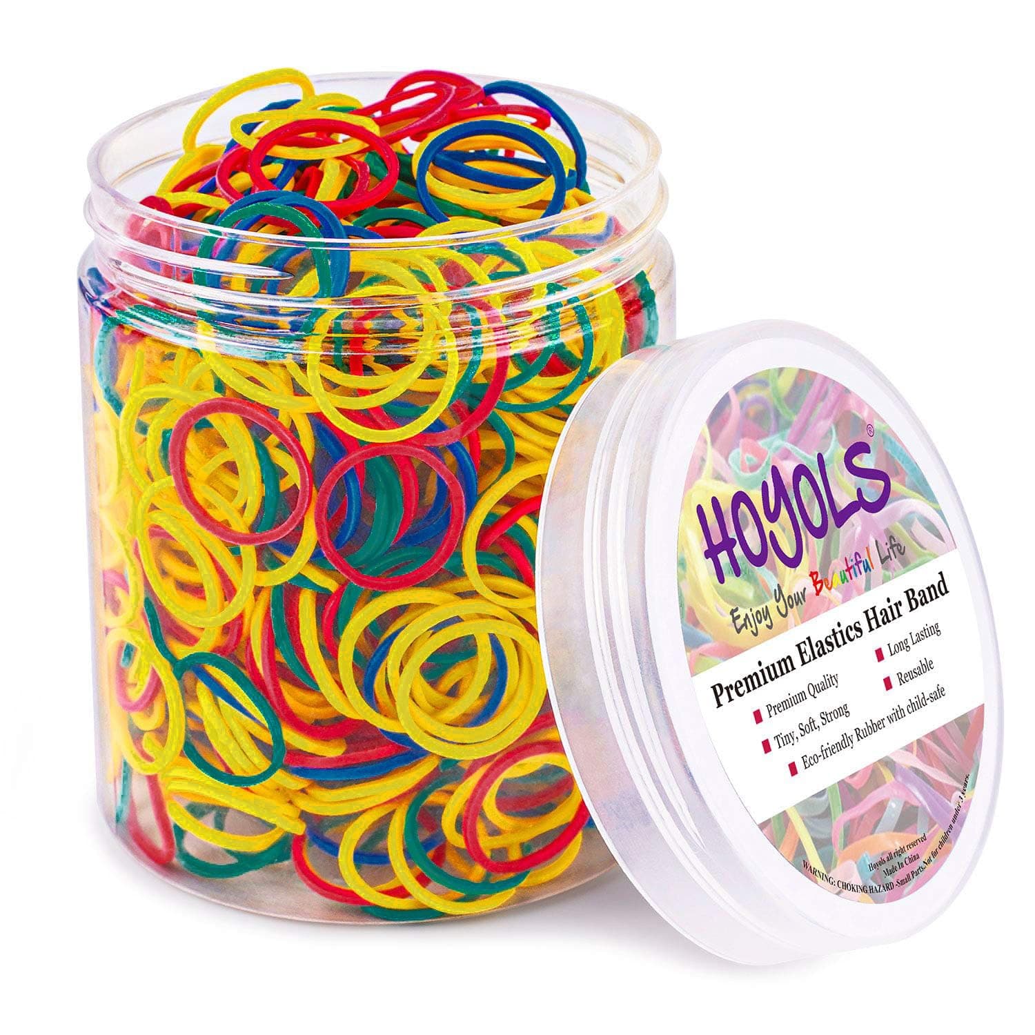 HOYOLS Small Rubber Bands, 1000pcs 1/2 Inch Multi Colors Elastic Ties