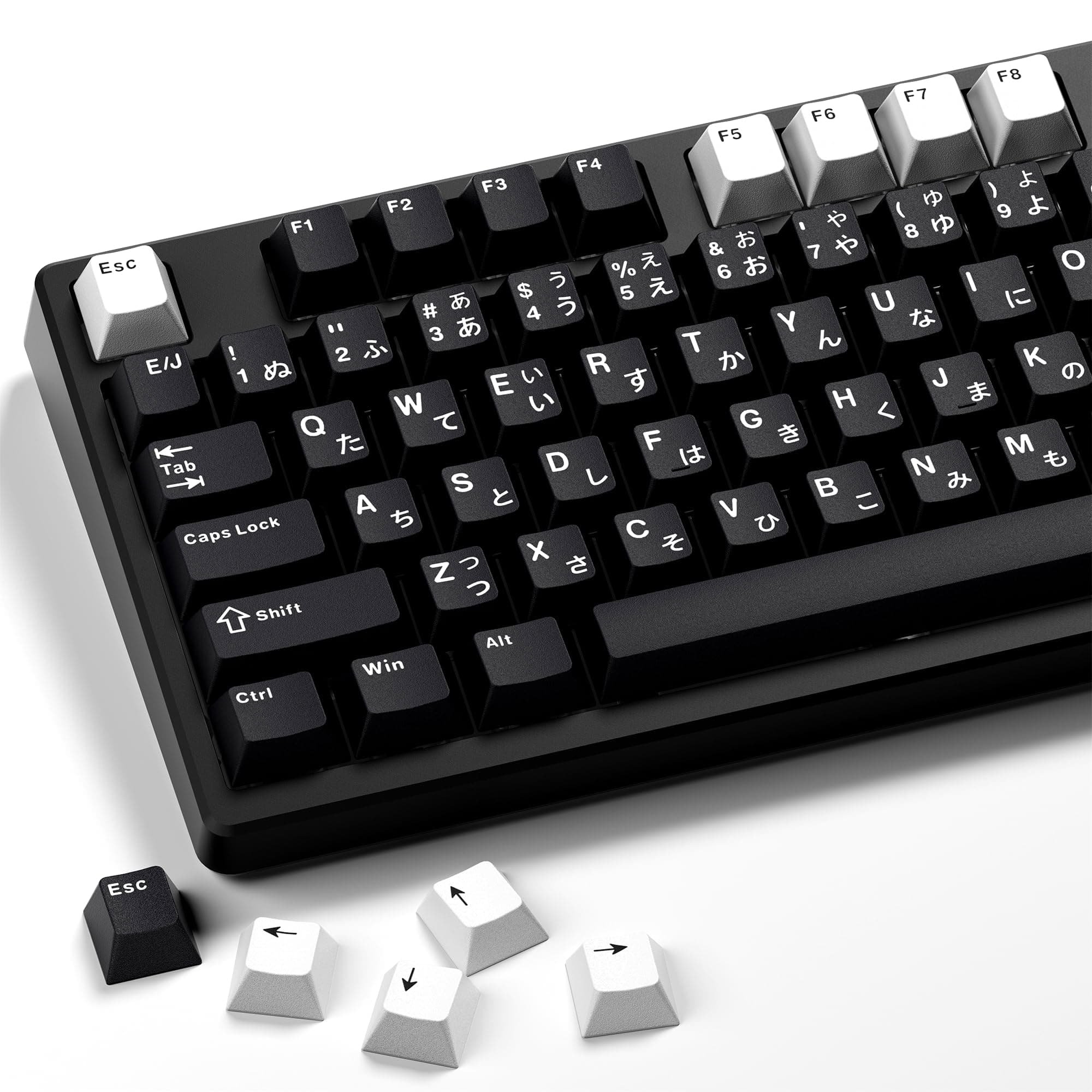 XVX Black Japanese Keycaps, Double Shot PBT Keycap Set, 146 Keys Cherry Profile WOB Keycaps Fit for Cherry Gateron MX Switches Mechanical Gaming Keyboard