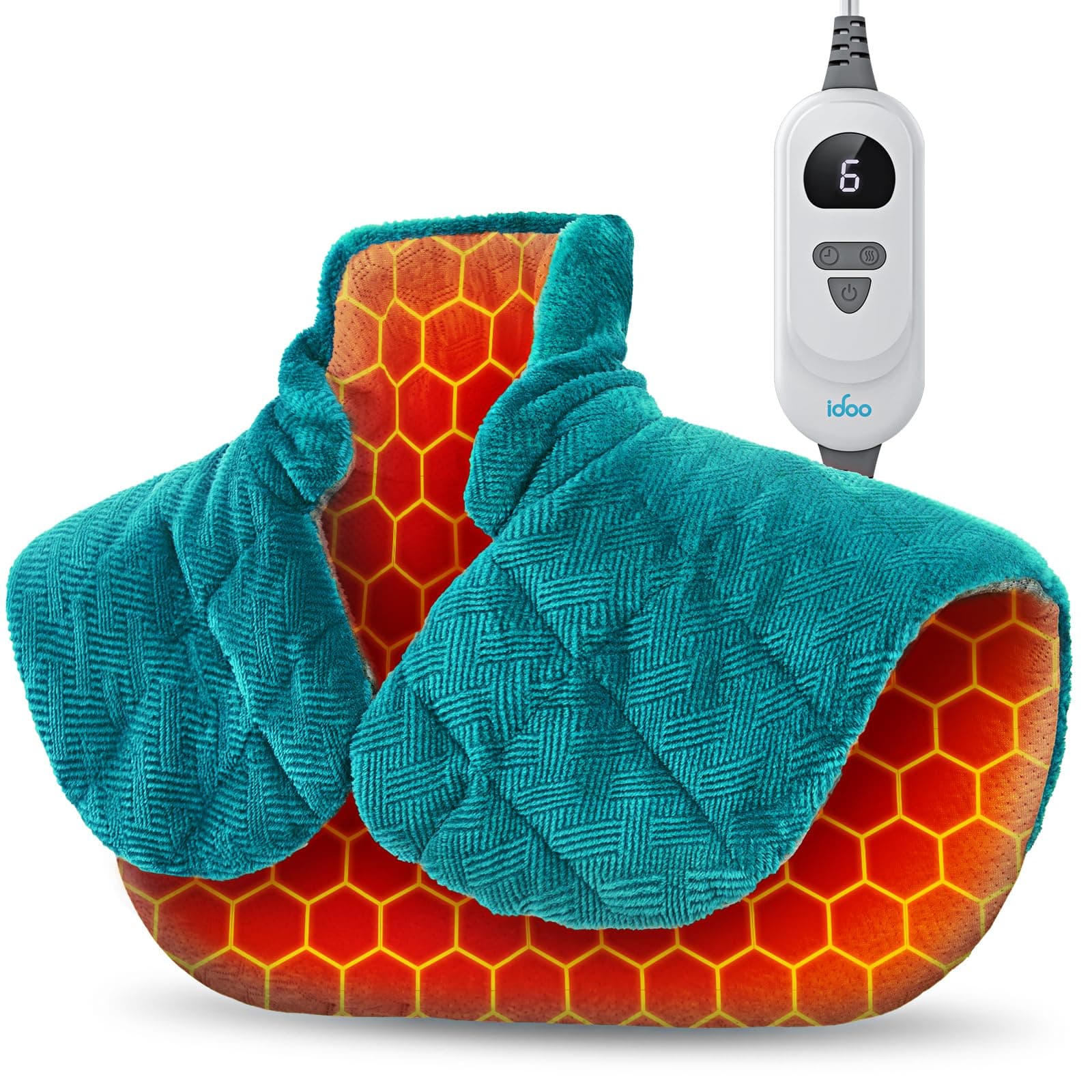 iDOO Graphene-Infused Heating Pad for Neck, Shoulders & Back 19"X24" Blue