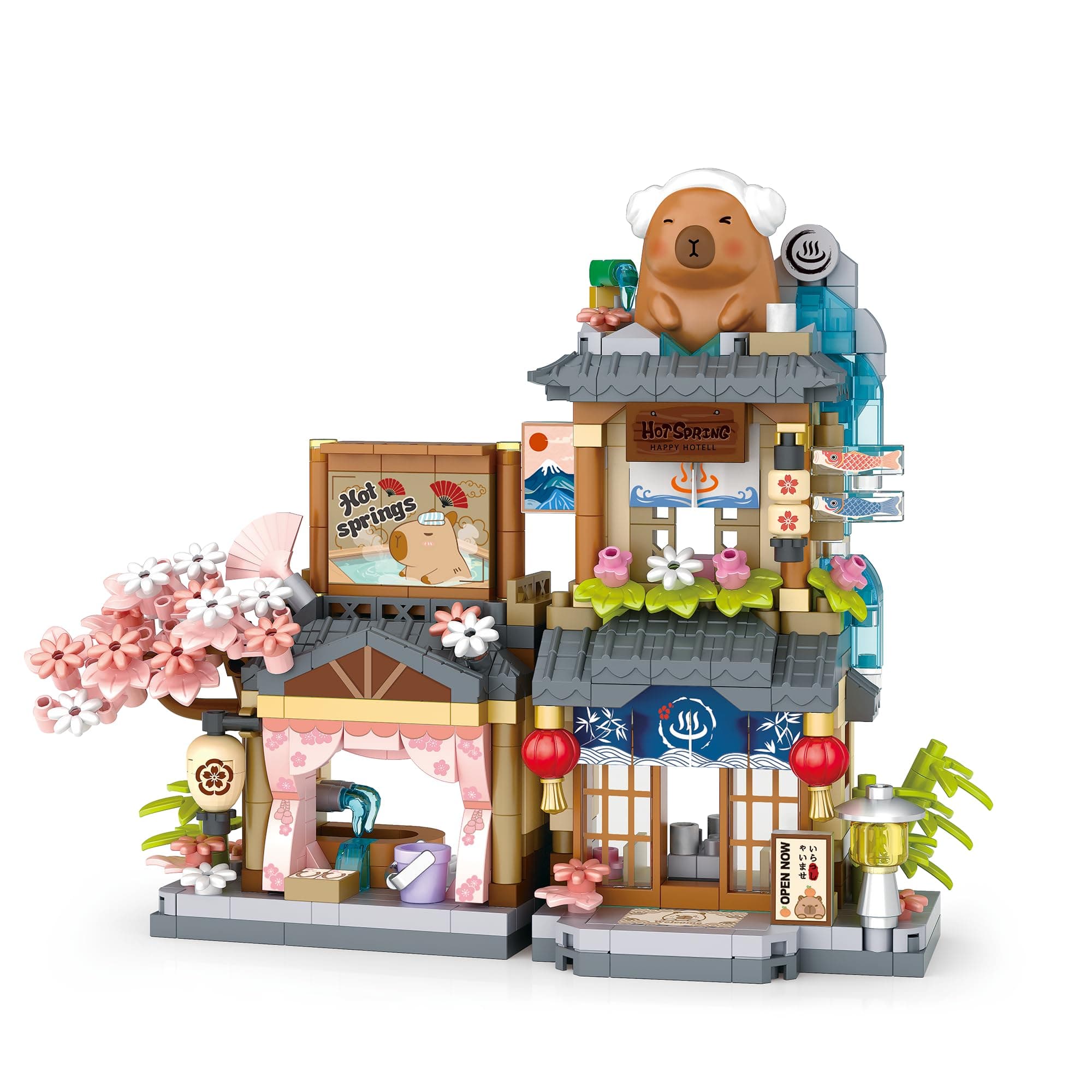 Capybara Hot Spring Retreat Mini Micro Building Blocks Toy Set