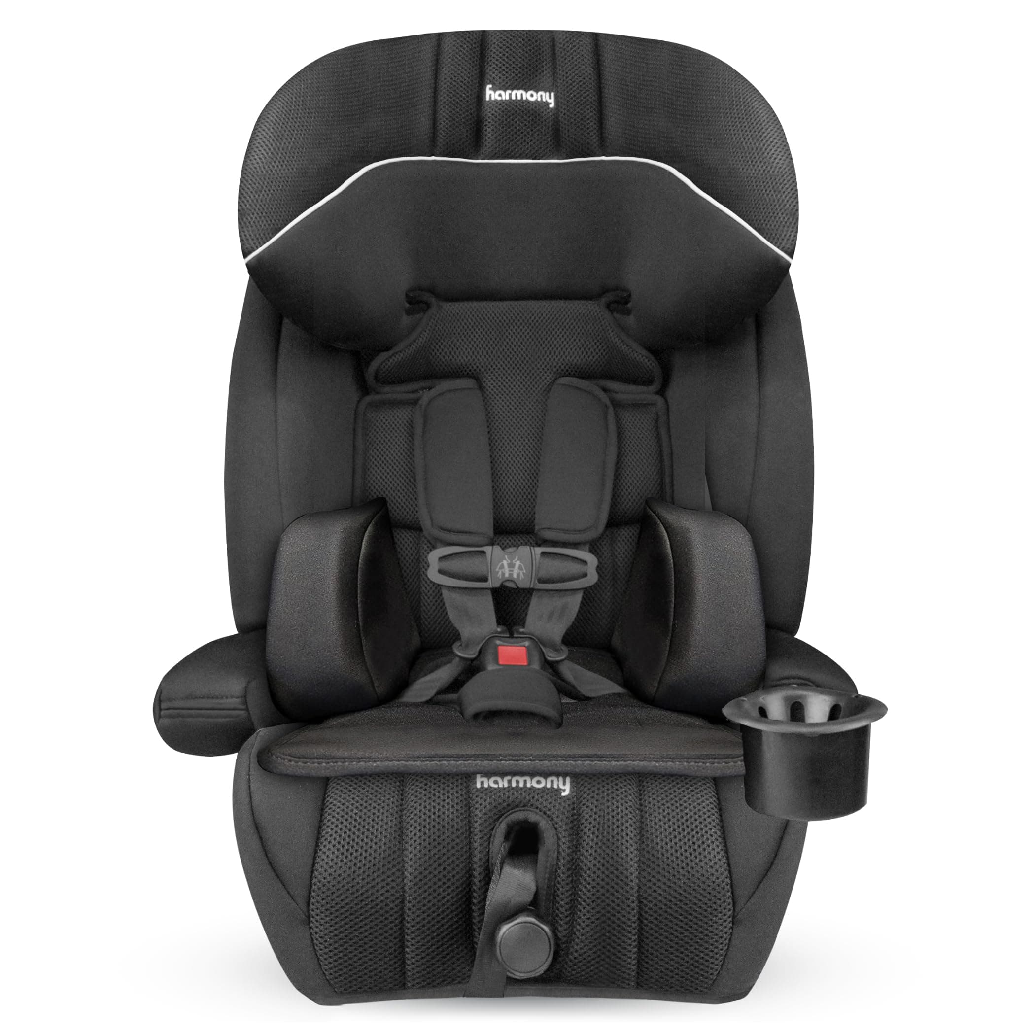 Harmony Defender 360 MAX SIP Harnessed Booster Seat – 3-in-1 Combination Deluxe Car Seat, Machine-Washable Cover, For Children 12–55 kg (26.5–120 lbs.), 69–145 cm (27–57 in) – Black