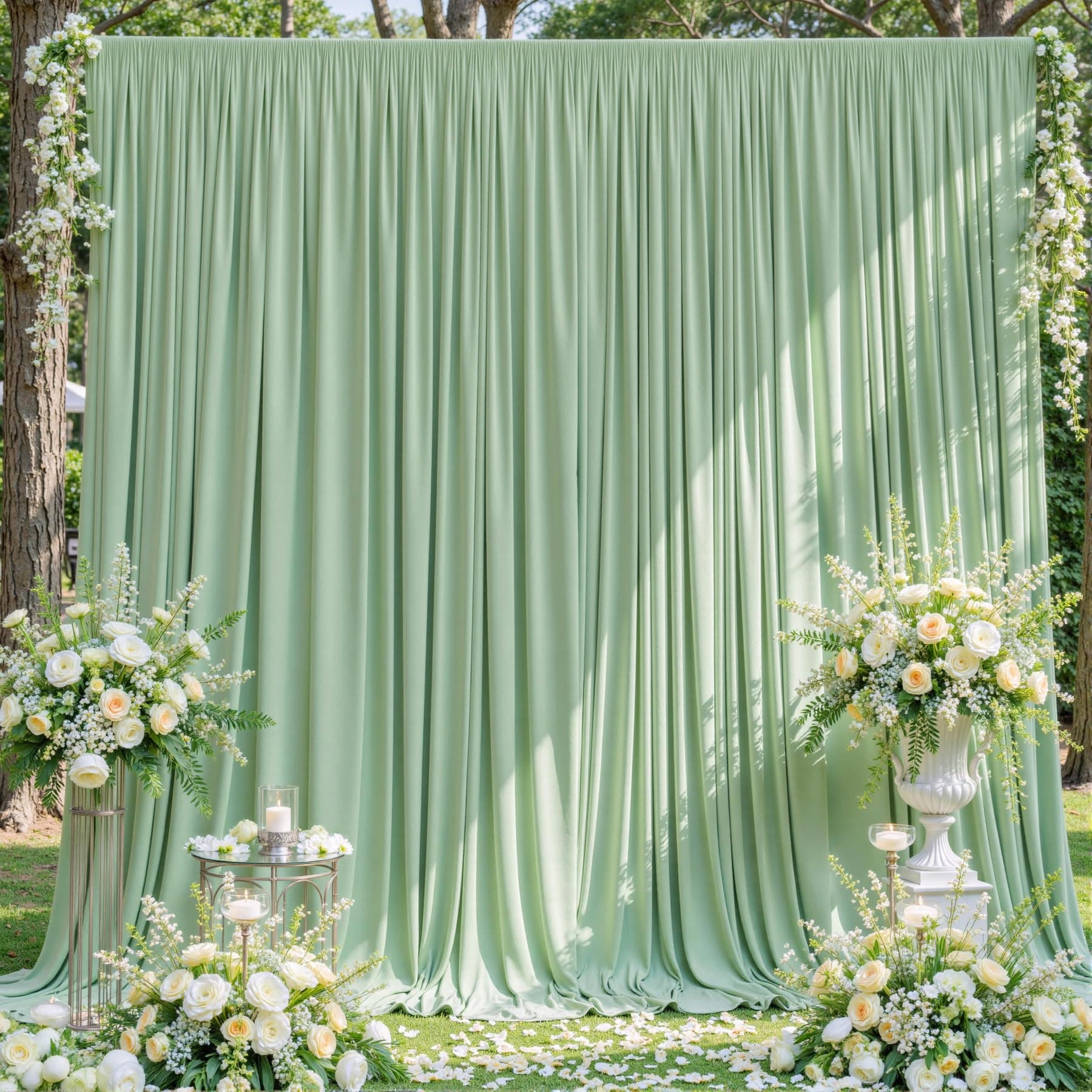 10x10 Sage Green Backdrop Curtain for Parties Wrinkle Free Dark Green Photo Curtains Backdrop Drapes Fabric Decoration for Baby Shower Birthday Party Photography 5ft x 10ft,2 Panels