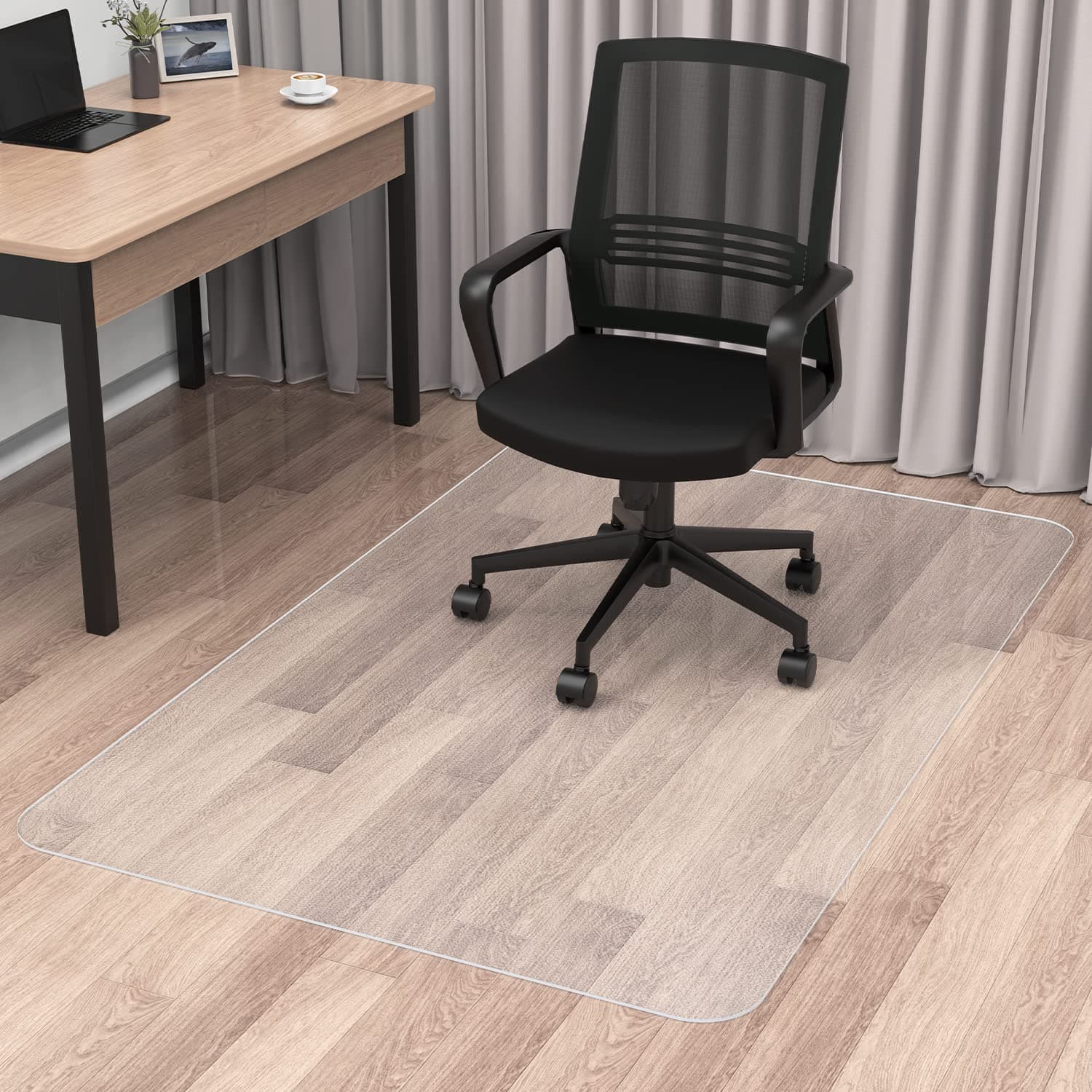 Blvornl Office Chair Mat for Hard Wood Floor, Durable Plastic Protector Floor Mat for Office Chairs, Rectangle Transparent PVC Computer Hard Floor Chair Mat for Desk, Office, Home(Clear, 51 X 63in