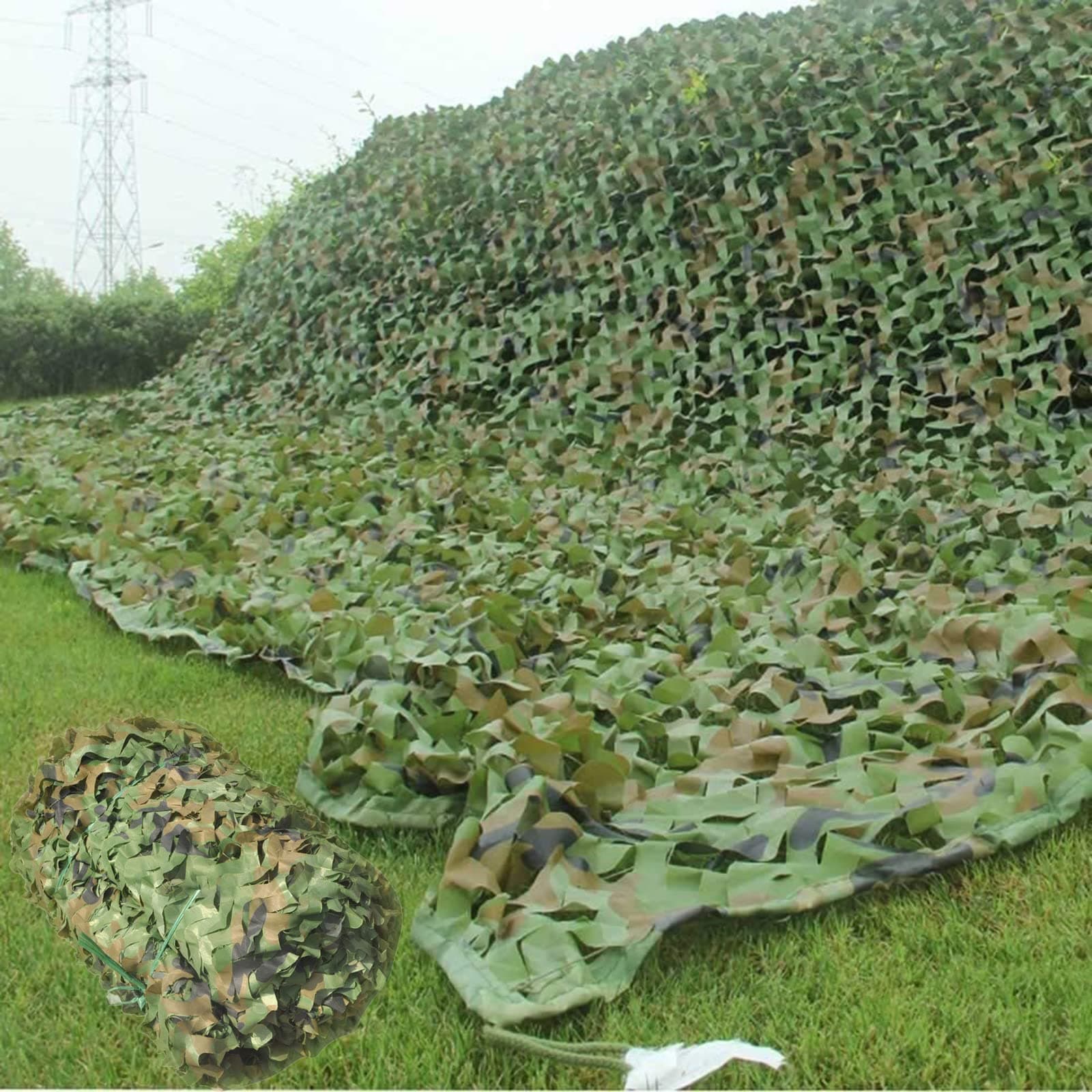 Outdoor Camo Netting, Jungle Camouflage Net, Camouflage Netting Hunting Blinds, Military Netting, Hunting Netting for Shade, Decoration, Car Cover, Awning(Size:3mX5m)