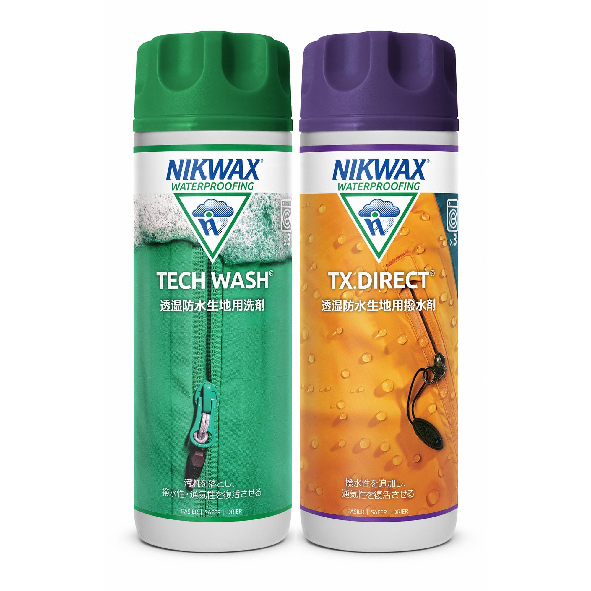 ニクワックス Nikwax Tech Wash+TX.ダイレクト ウォッシュイン 300ml×2 - 防水透湿ウェア用、クリーナー&撥水加工剤、洗濯機で簡単ケア、通気性を保ち水をはじく