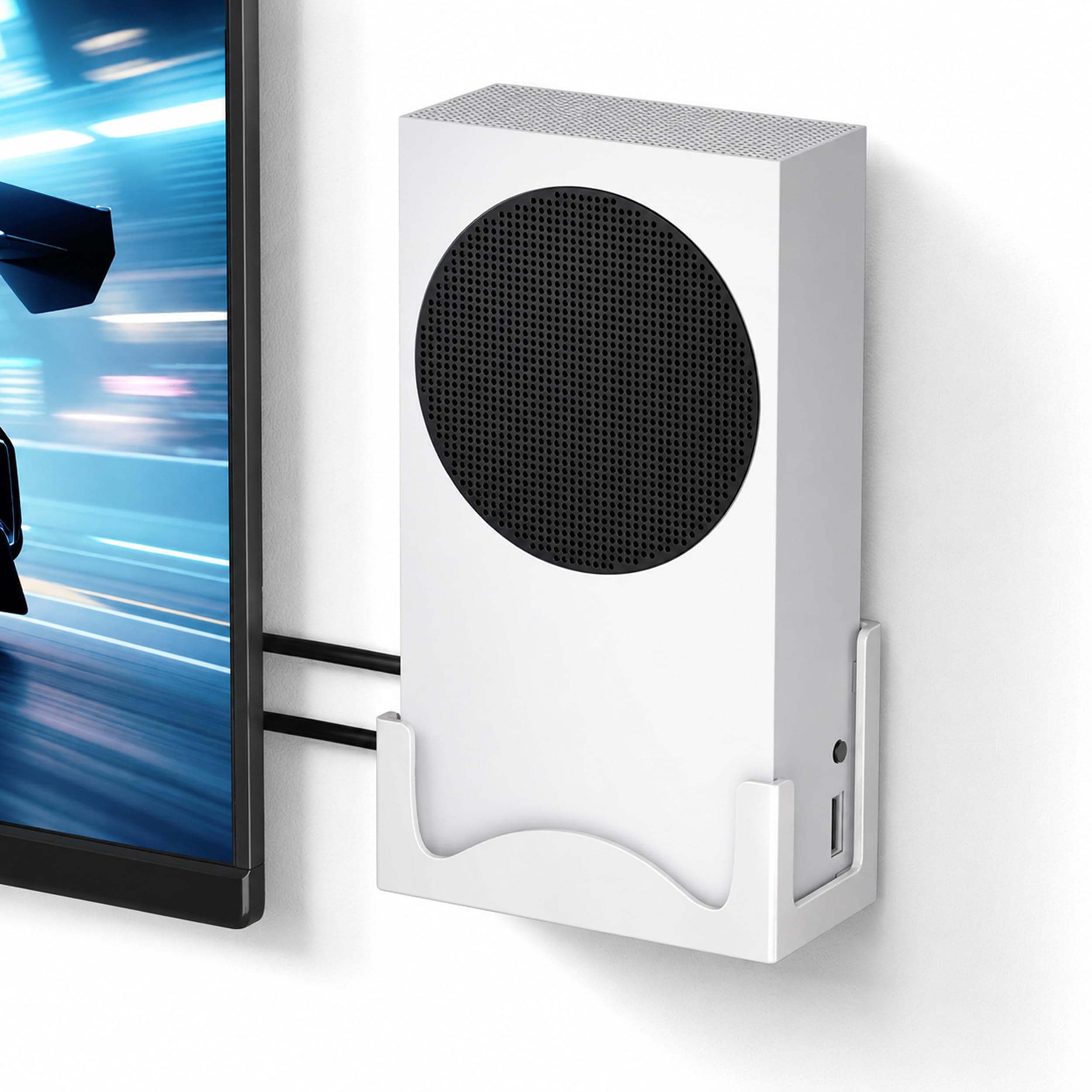 Wall Mount for Xbox Series S – Metal Console Holder with Ventilated Base and Anti-Scratch Pads – Space-Saving Wall Bracket for Xbox S with Easy Installation and Heat Dissipation Design