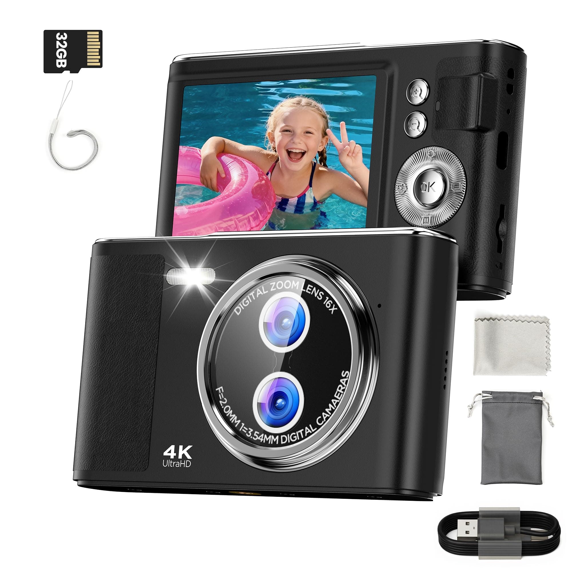 32GB 48MP Digital Camera for Kids Compact Autofocus Vlogging Photography