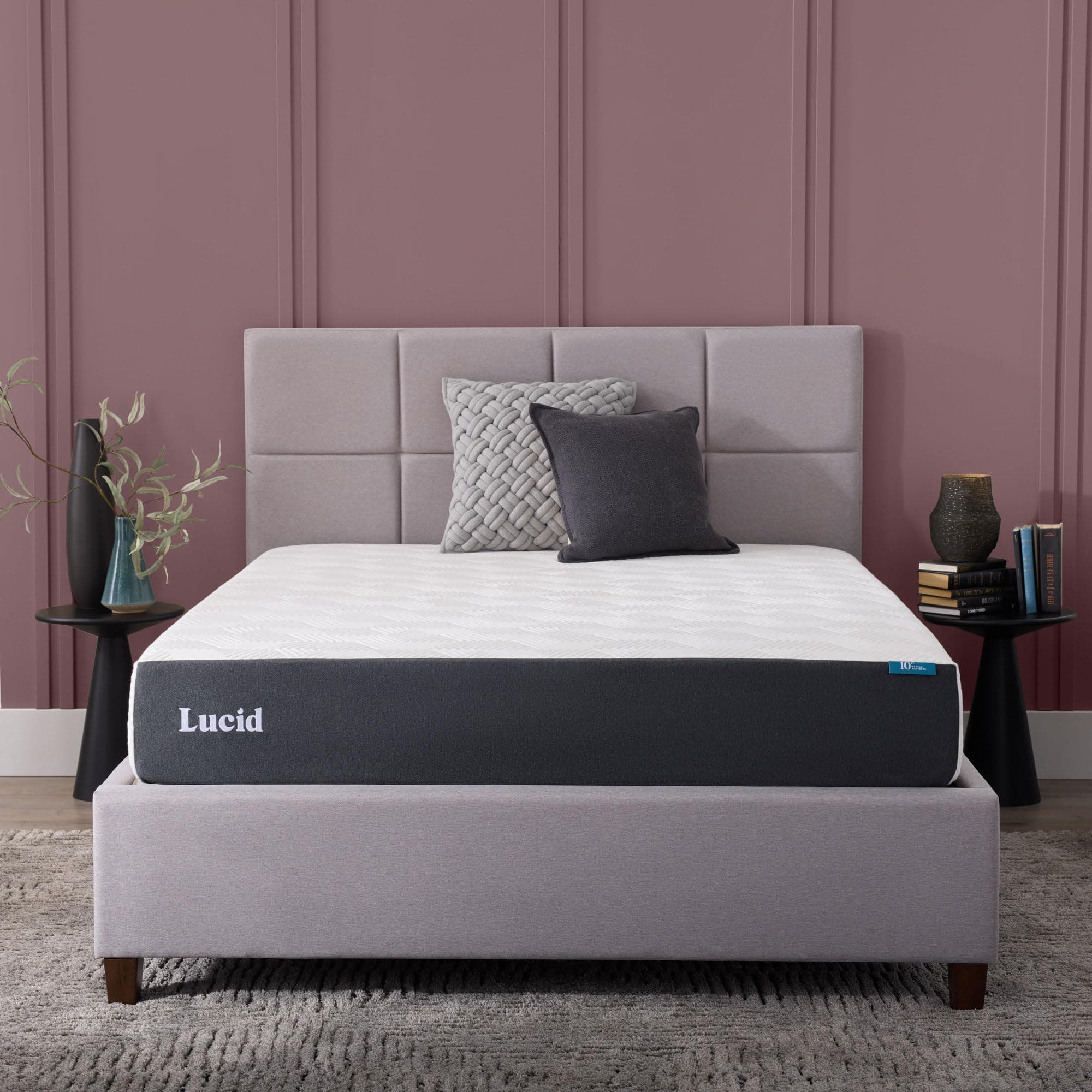 LUCID 10 Inch Gel Memory Foam Mattress - Plush Feel - CertiPUR-US Certified - Hypoallergenic Bamboo Charcoal - Breathable Cover - Twin