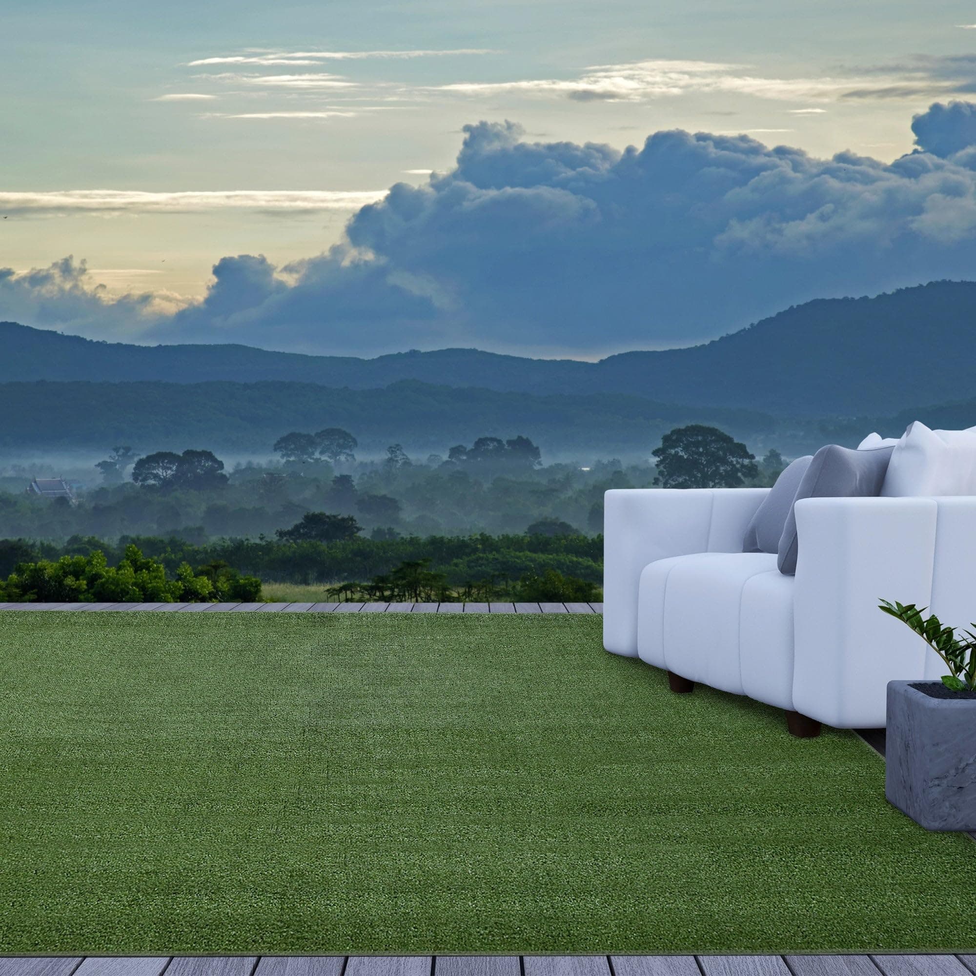 iCustomRug Indoor/Outdoor Turf Carpet & Rugs, Synthetic Grass Artificial Grass for Decks, Patios, Yards, Camping, Boats, Finished Edges with Binding Tape, 12 x 20ft in Lawn Green