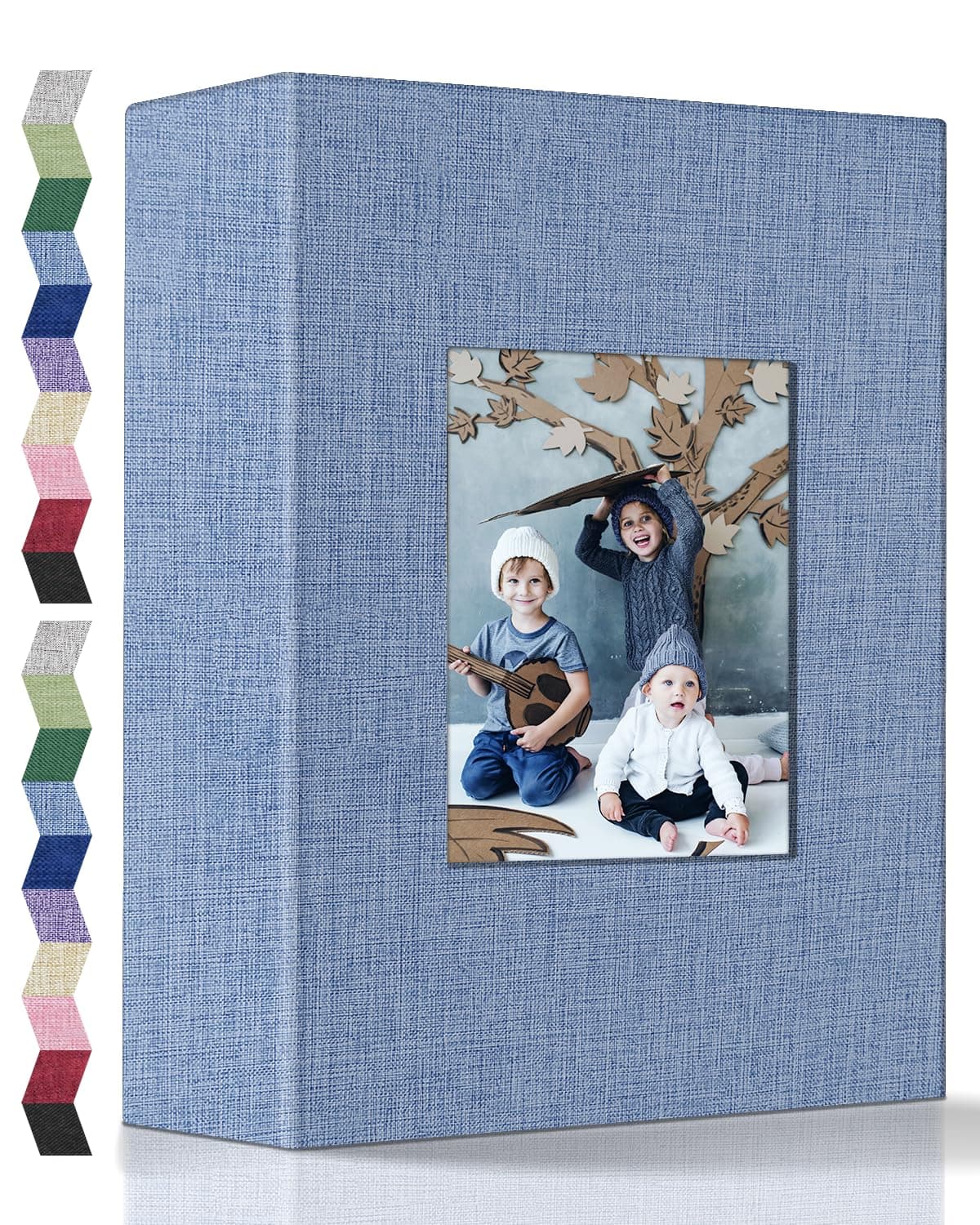popotop Photo Album 4x6, Linen Cover Picture Album with 200 Horizontal Pockets and Display Window, Slip-in Photo Books for Family Wedding Anniversary Baby Vacation