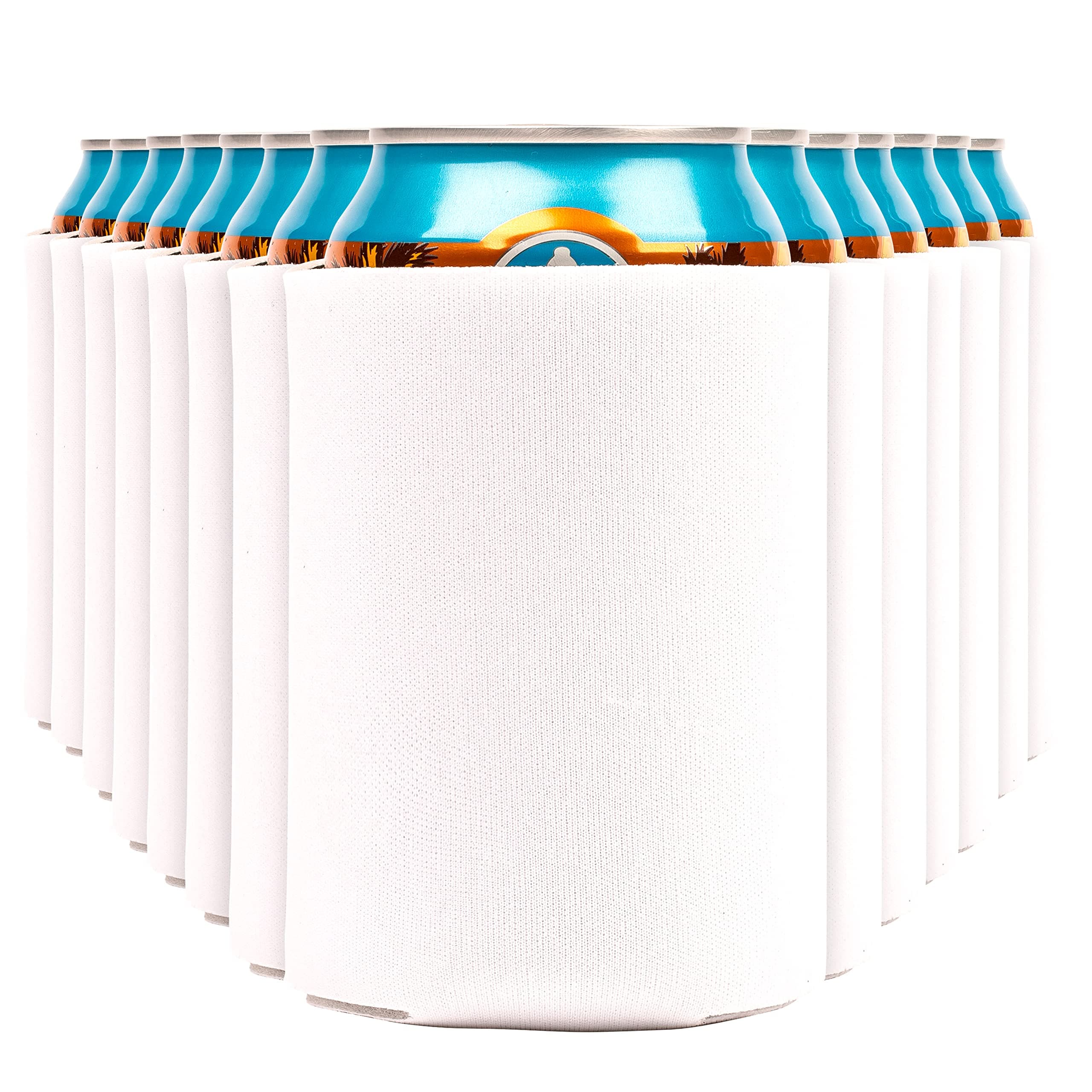 Blank Beer Can Coolers Sleeves (30-Pack) Soft Insulated Beer Can Cooler Sleeves - HTV Friendly Plain Can Sleeves for Soda Beer Cans & Bottles - Blanks for Vinyl Projects Wedding Favors & Gifts (White)